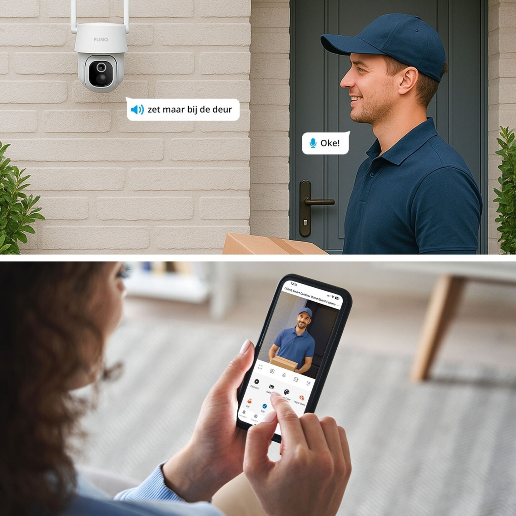 FlinQ FlinQ Smart Outdoor Dome Guard Buitencamera met Zonnepaneel - 2K Beeld