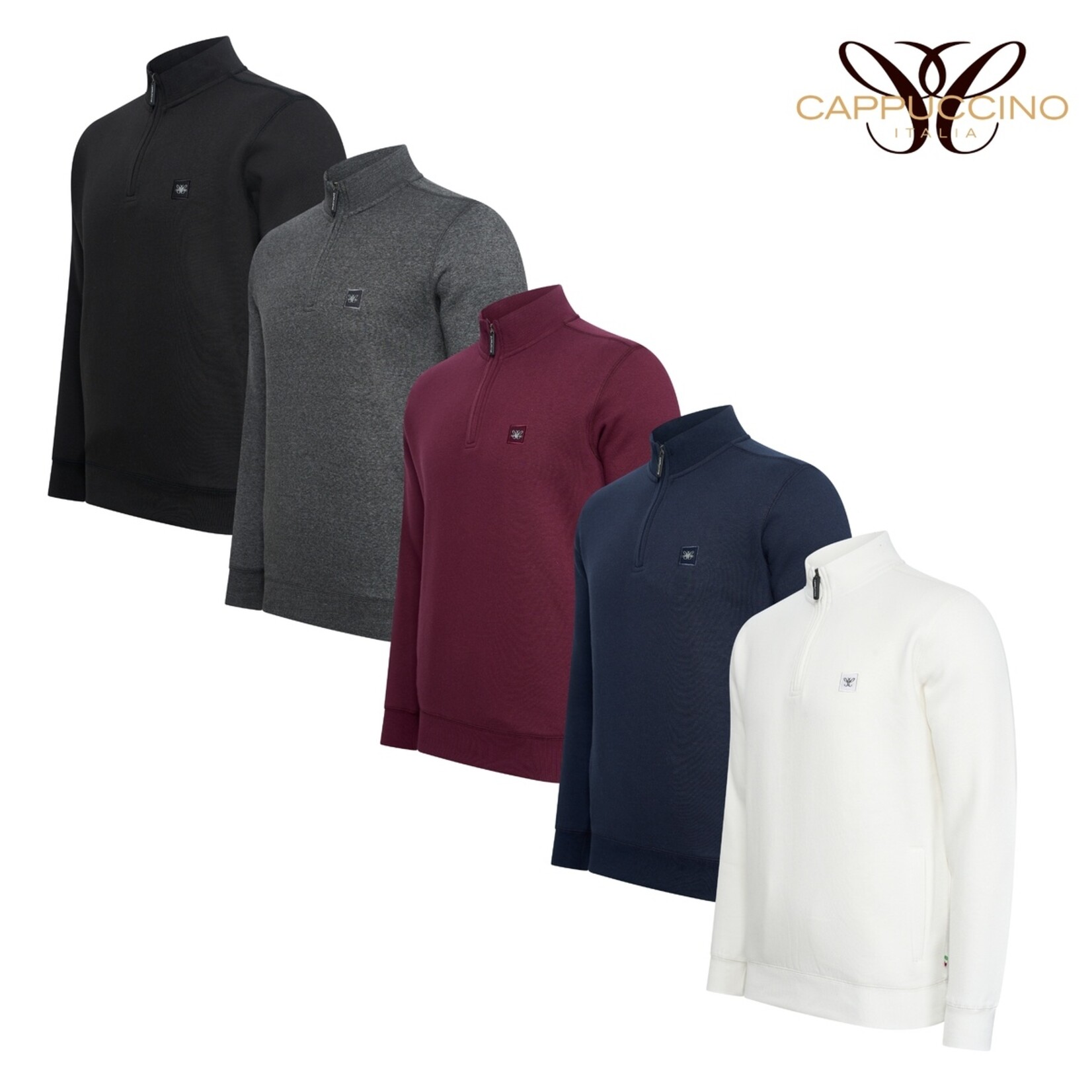 Cappuccino Cappuccino Florence Half-Zip Trui met Hoge Kraag