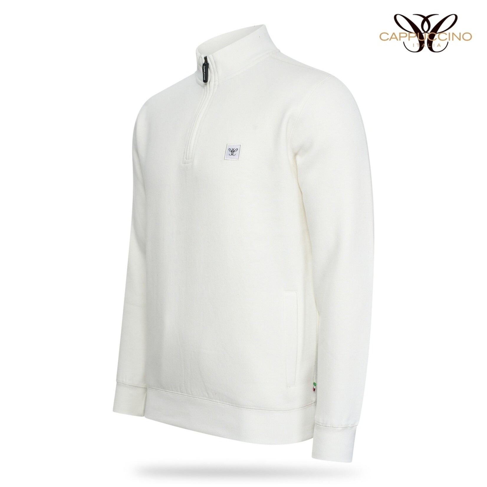 Cappuccino Cappuccino Florence Half-Zip Trui met Hoge Kraag