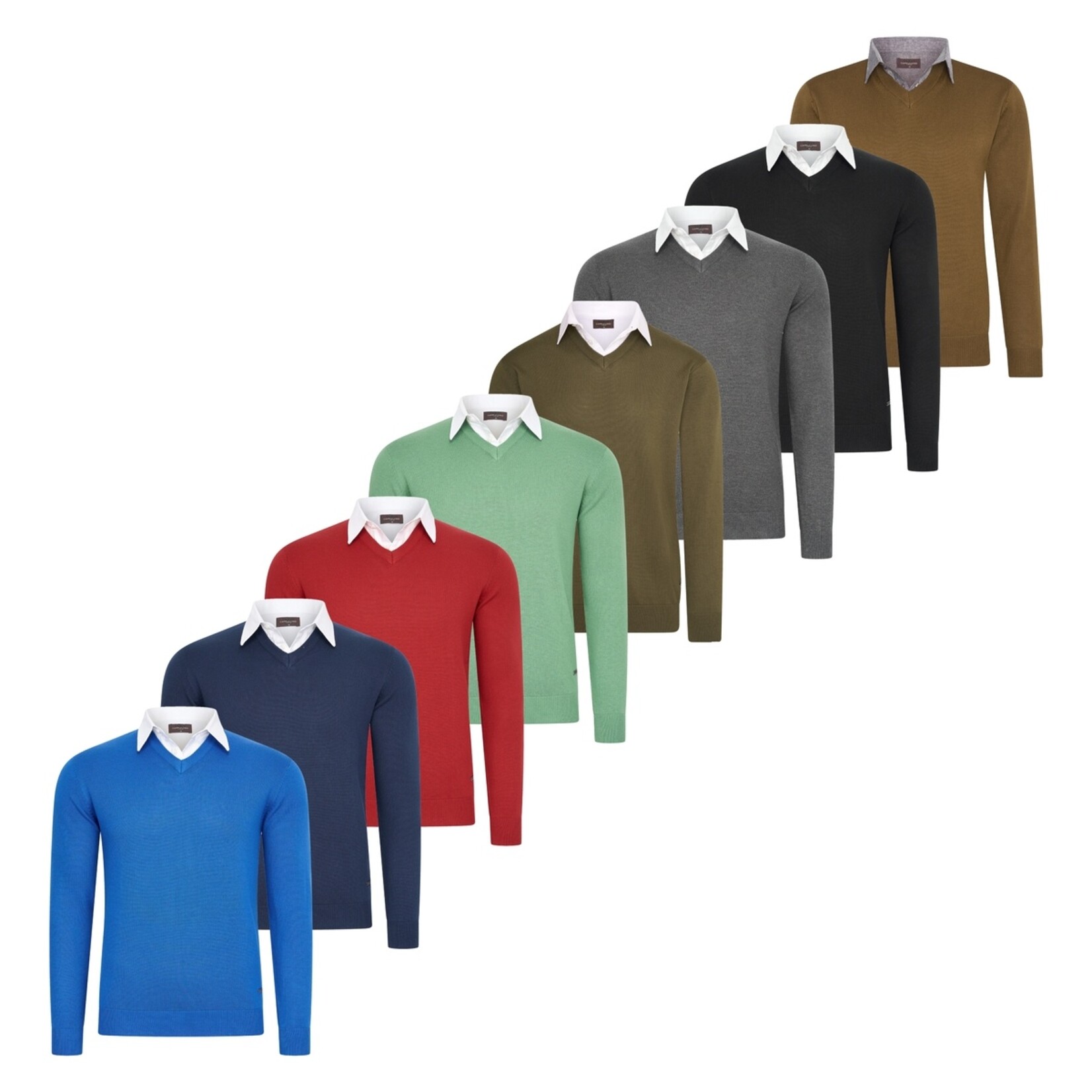 Cappuccino Cappuccino Ravenna Mock V-Neck Trui met Overhemdkraag