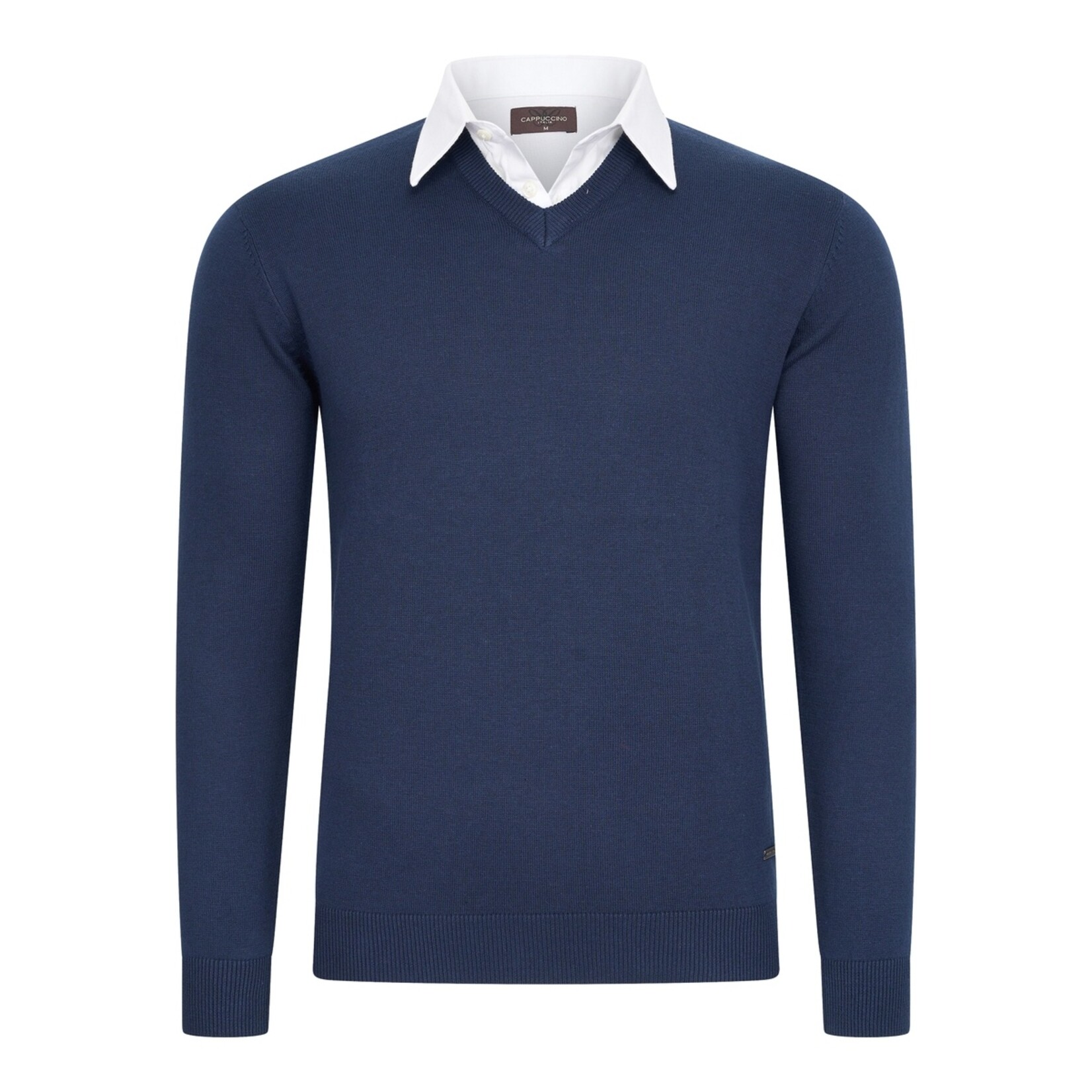 Cappuccino Cappuccino Ravenna Mock V-Neck Trui met Overhemdkraag