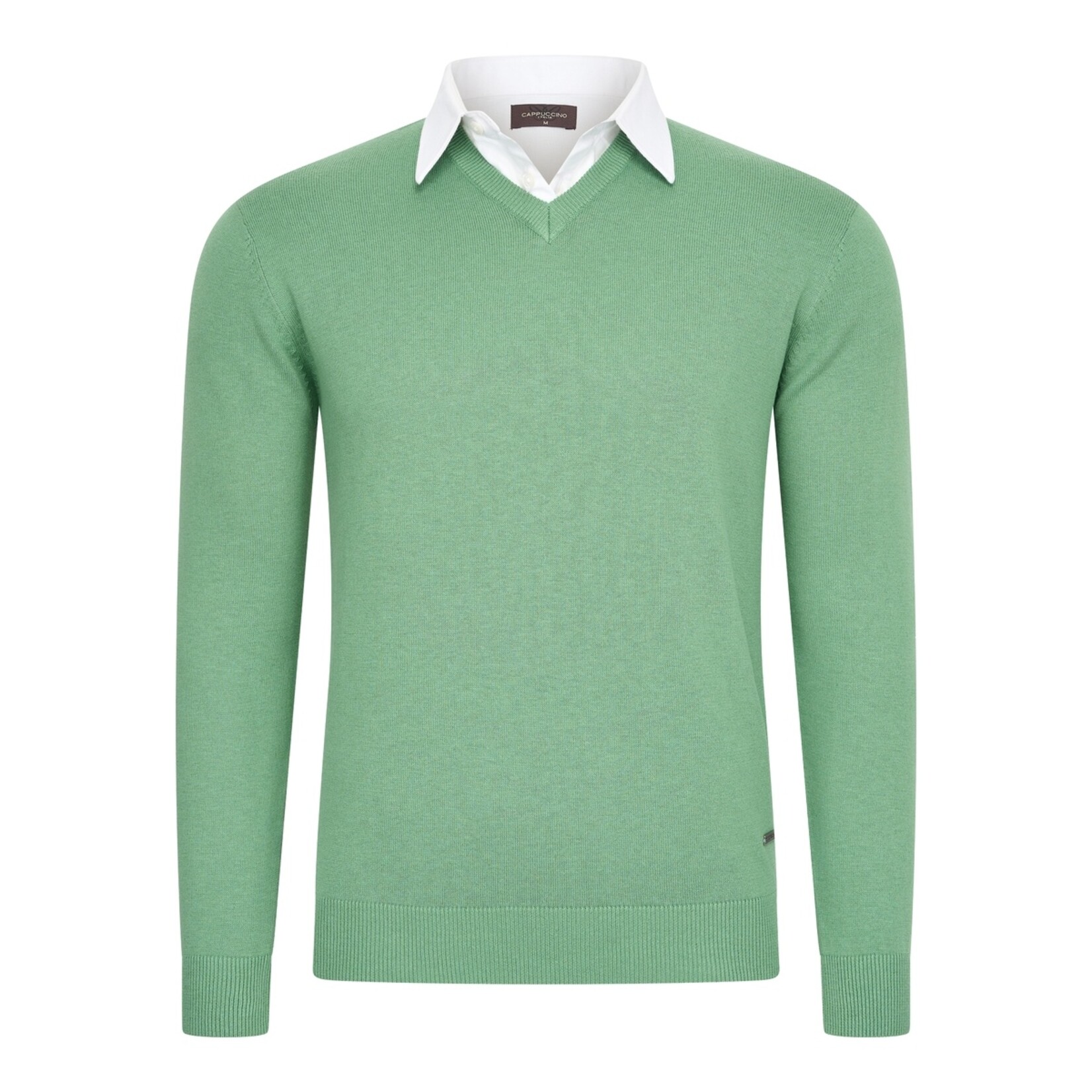 Cappuccino Cappuccino Ravenna Mock V-Neck Trui met Overhemdkraag