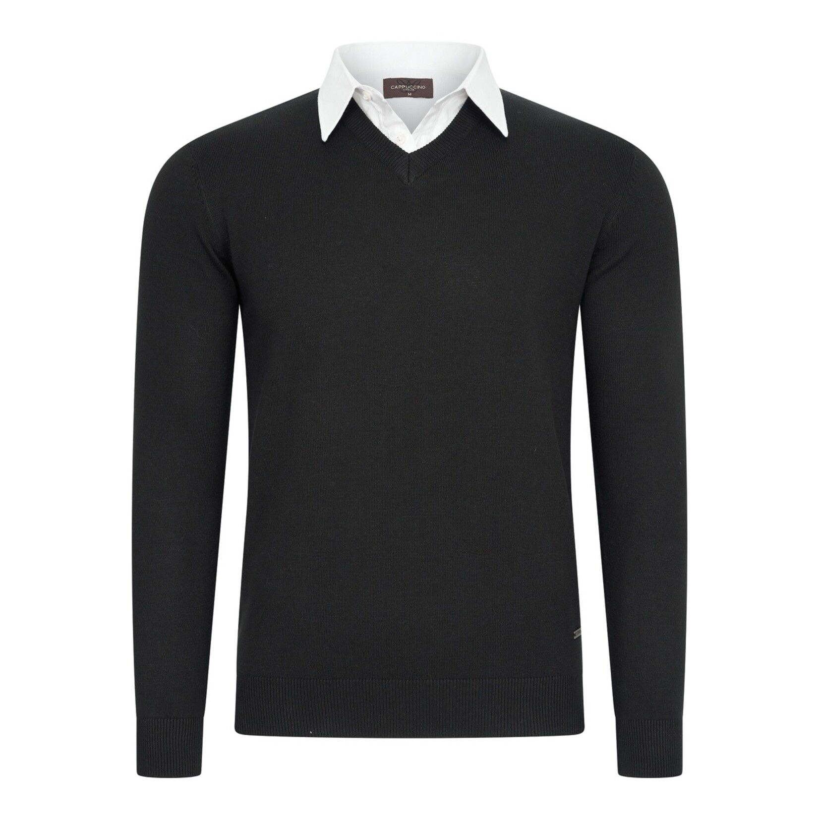 Cappuccino Cappuccino Ravenna Mock V-Neck Trui met Overhemdkraag