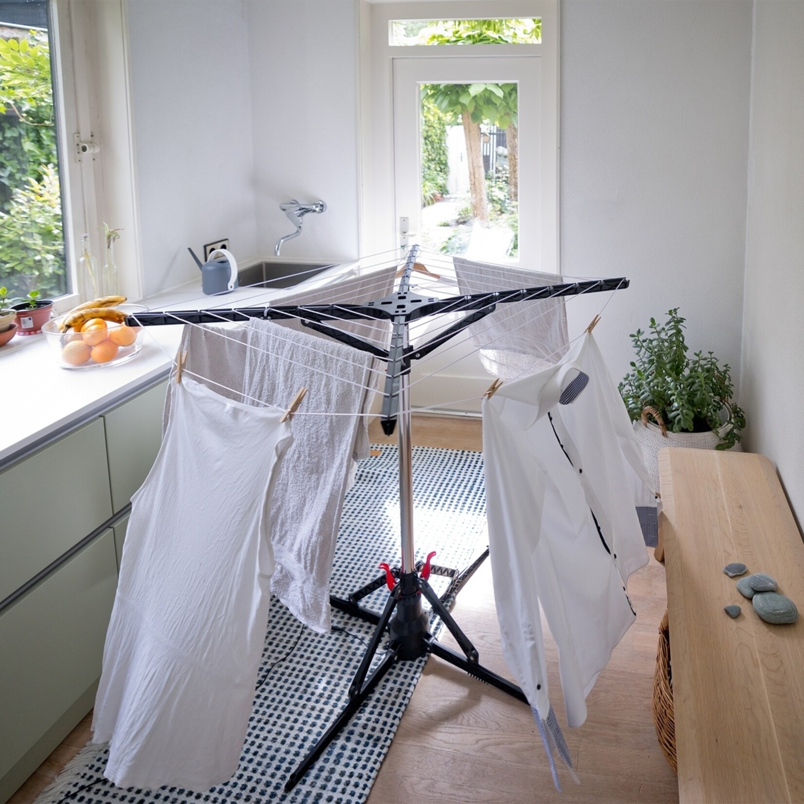 Nexxt Nexxt Elektrisch Roterende Droogmolen – Droogrek met 17 Meter Waslijn