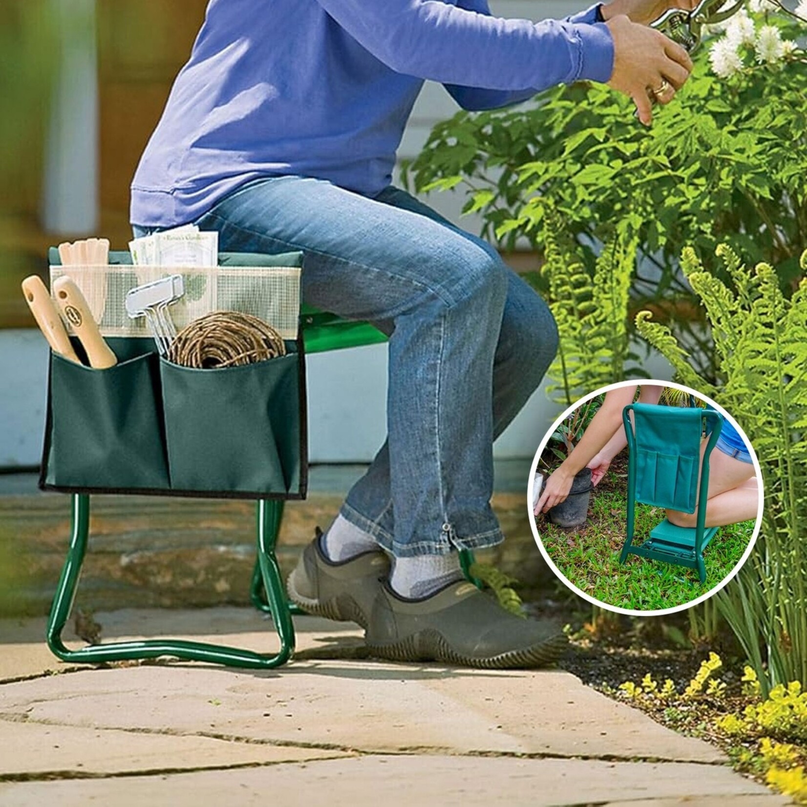FlinQ FlinQ Garden Kneeler Seat Inklapbare Tuinkruk met Kniesteun