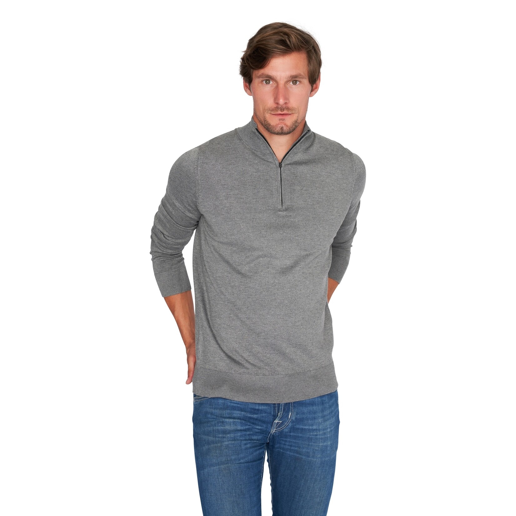 Mario Russo Mario Russo Half Zip Trui met Rits - Schipperstrui