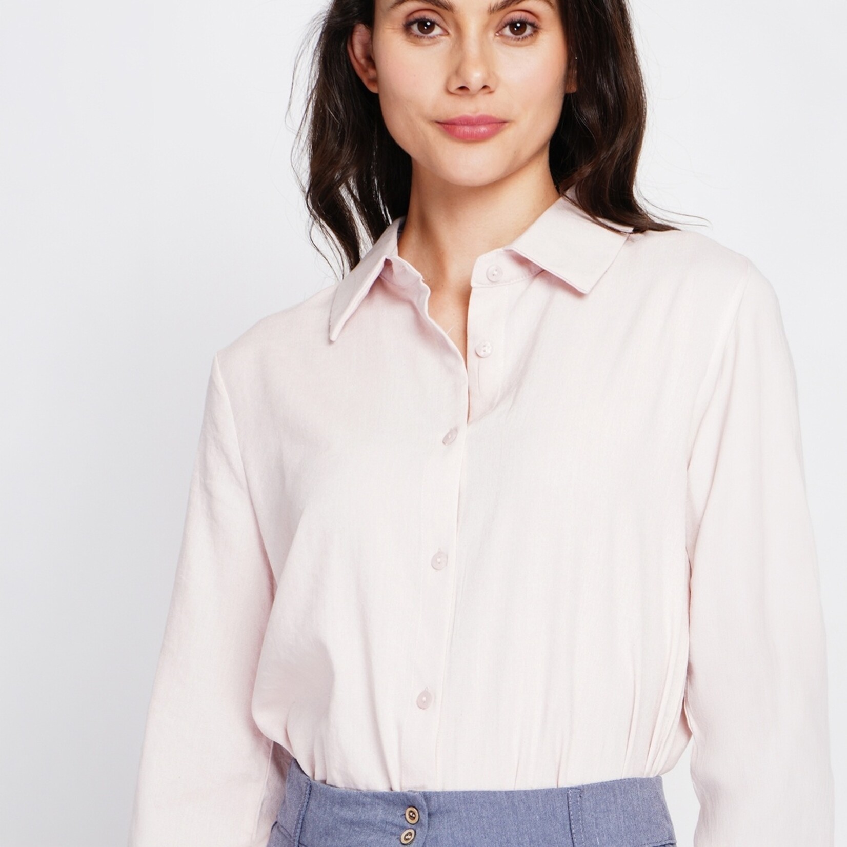 Le Jardin du Lin Le Jardin du Lin Linnen Katoenen Dames Blouse met Klassieke Kraag