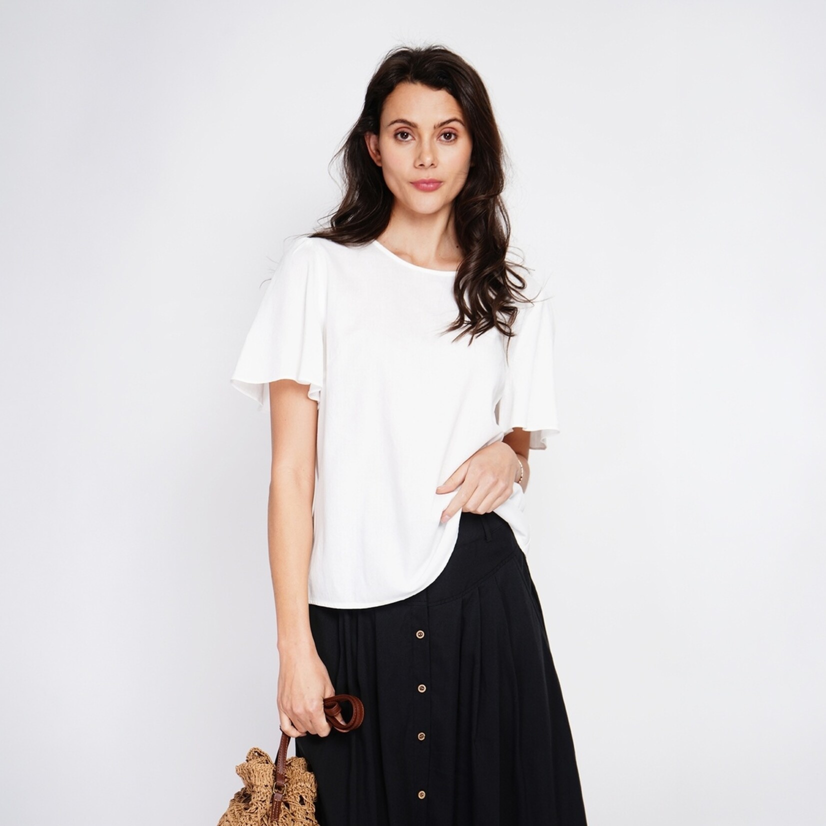 Le Jardin du Lin Le Jardin du Lin Linnen Katoenen Dames Top met Ronde Hals