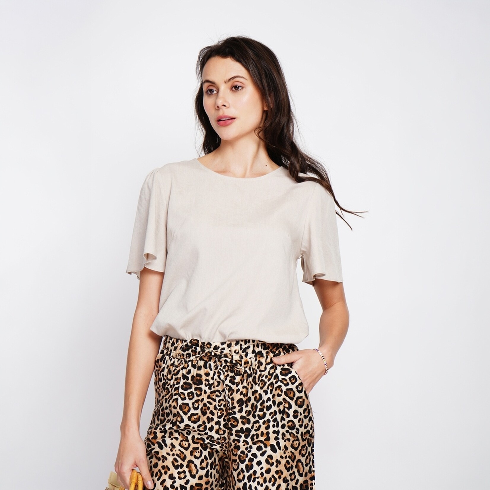 Le Jardin du Lin Le Jardin du Lin Linnen Katoenen Dames Top met Ronde Hals