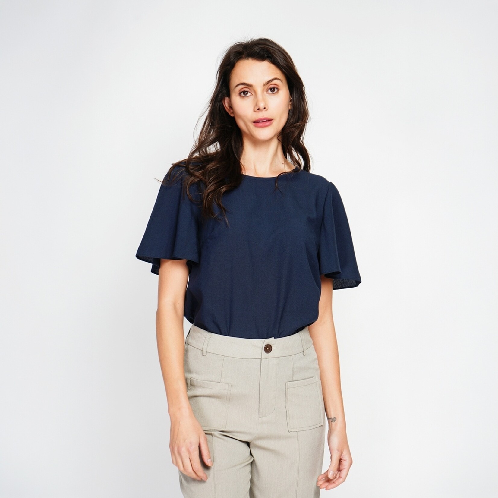 Le Jardin du Lin Le Jardin du Lin Linnen Katoenen Dames Top met Ronde Hals