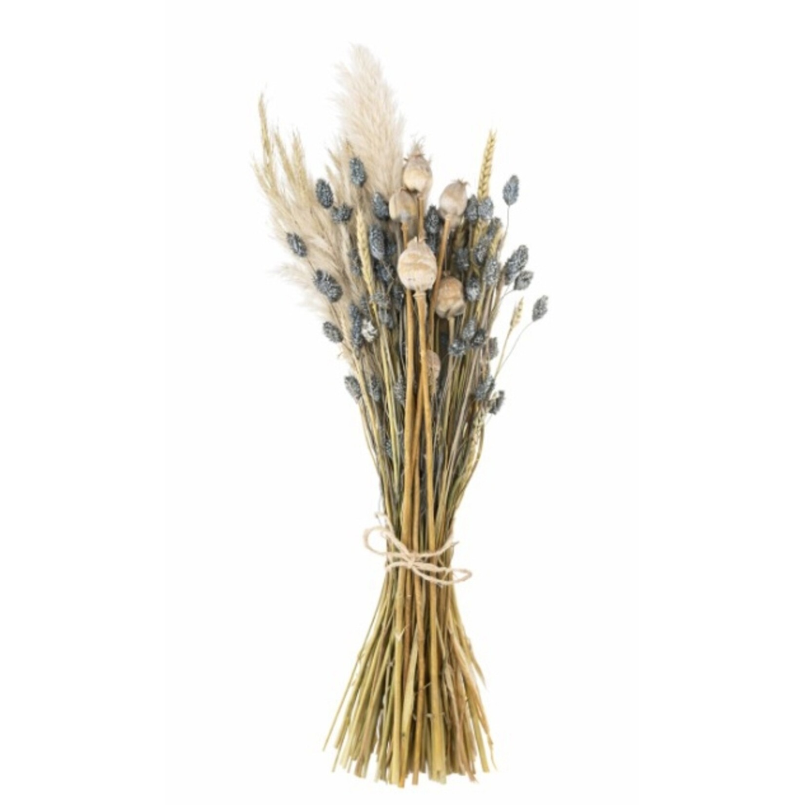 Merkloos Droogboeket met Pampasgras, Tarwe en Papavers 50-55 cm