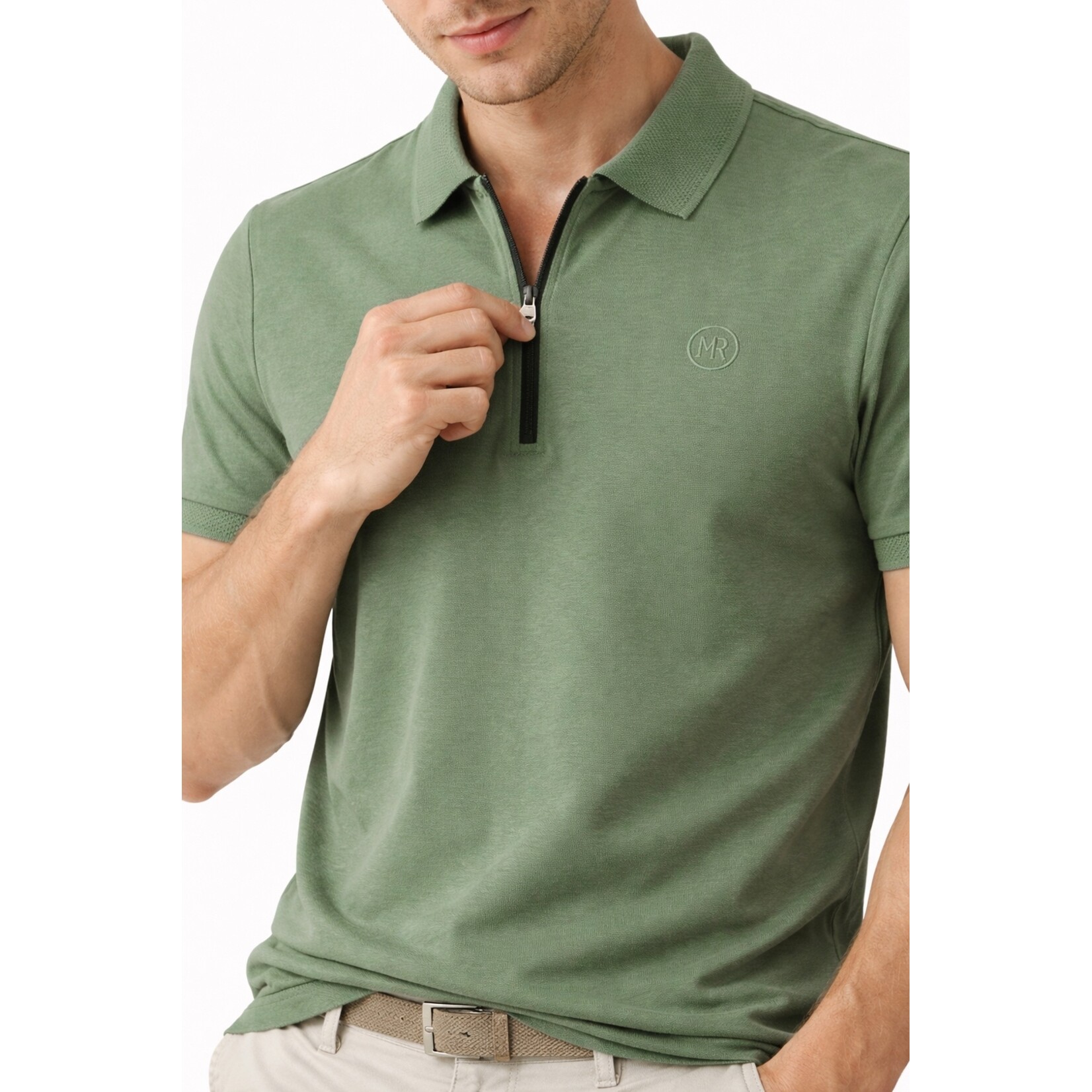 Mario Russo Mario Russo Lorenzo Zipped Polo Shirt - 100% Katoen