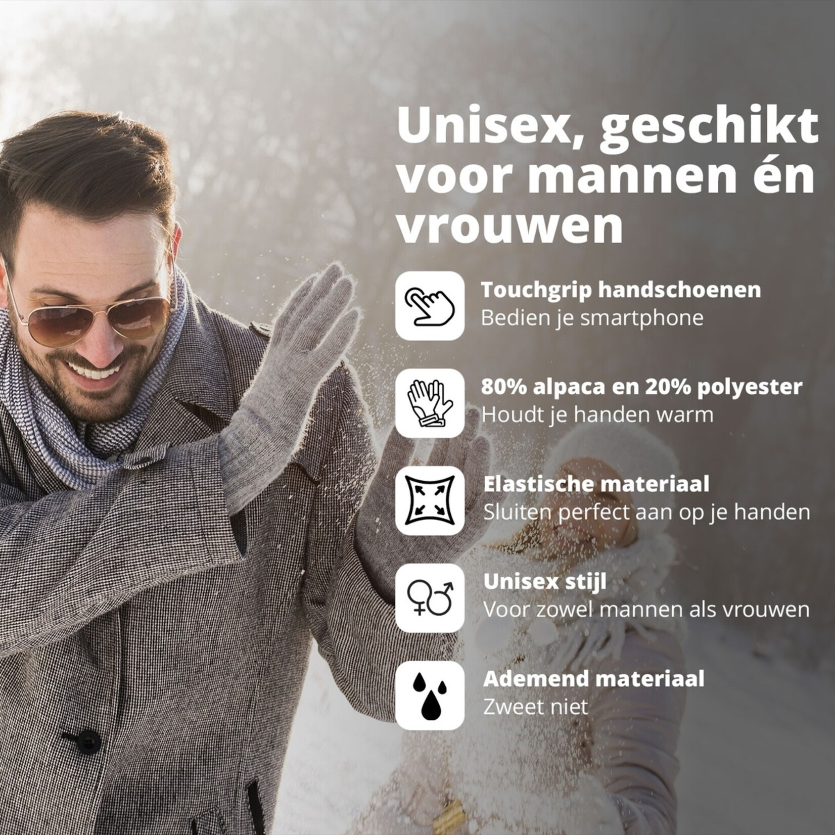 Mario Russo Mario Russo Unisex Winterhandschoenen met Touchscreenfunctie