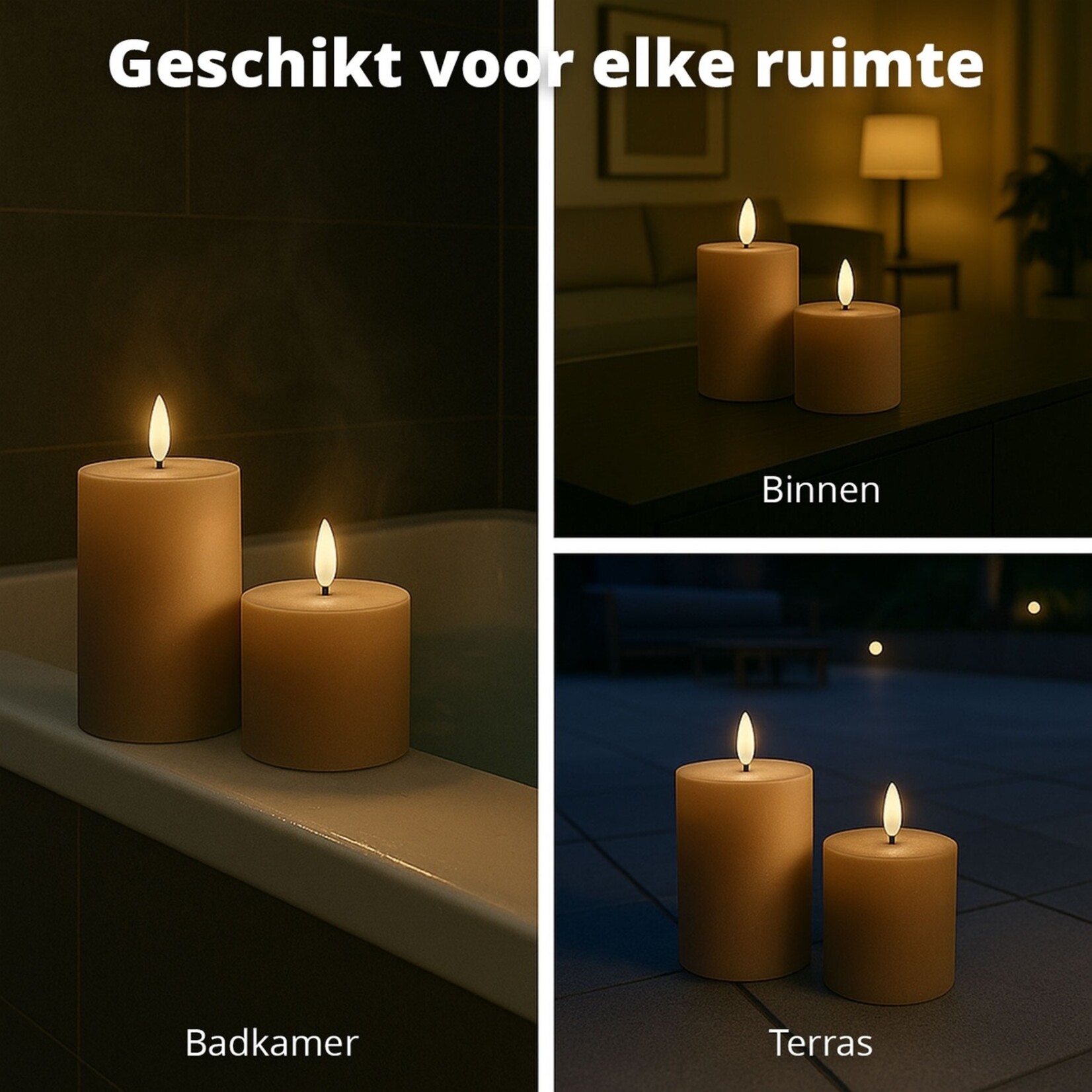 FlinQ FlinQ Oplaadbare LED Kaarsen voor Binnen en Buiten - Set van 2