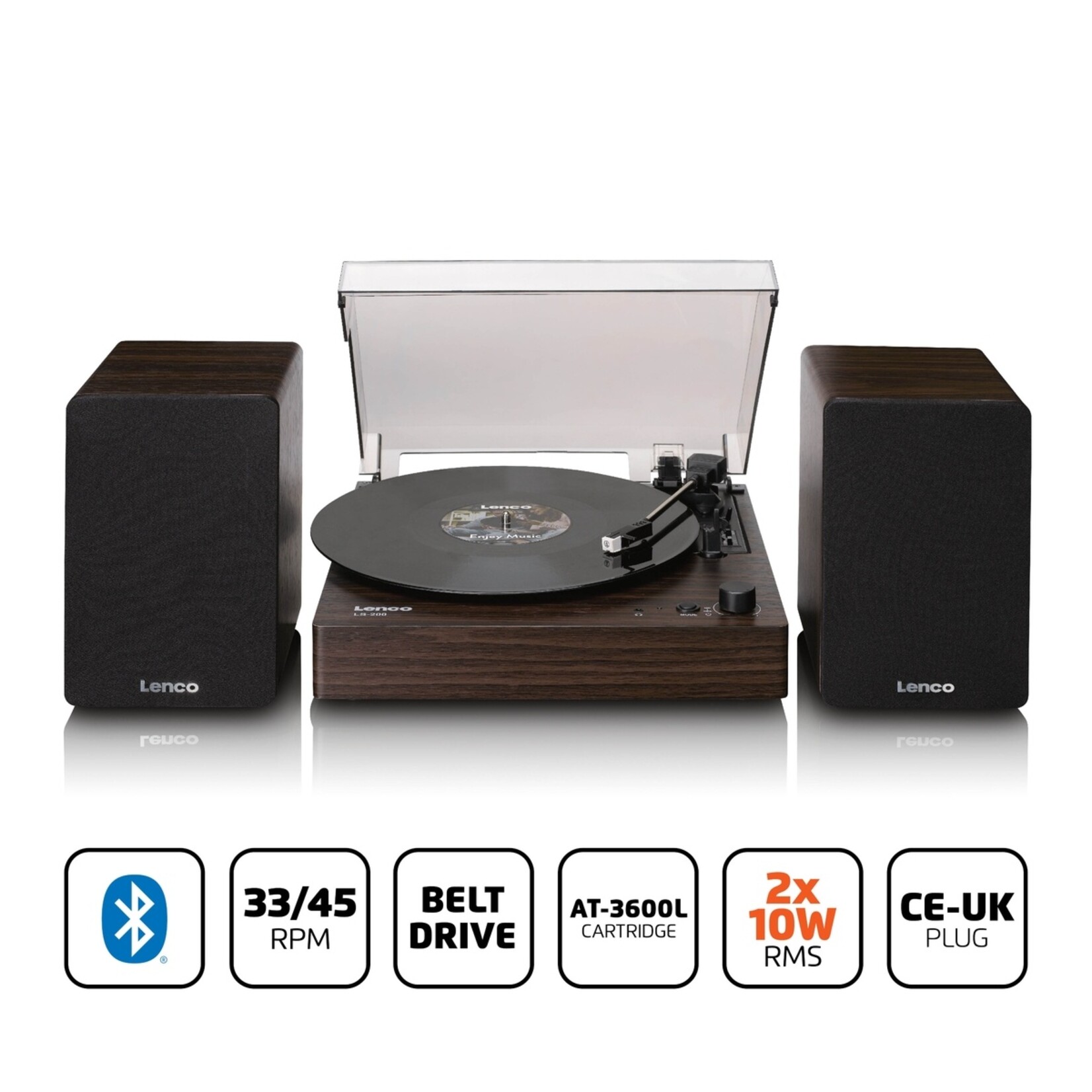 Lenco Lenco LS-200WD Alles-in-één Platenspeler met Bluetooth en Luidsprekers