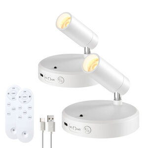 FlinQ Oplaadbare LED Spots met 3 Lichtkleuren, Timer en Afstandsbediening - Set van 2