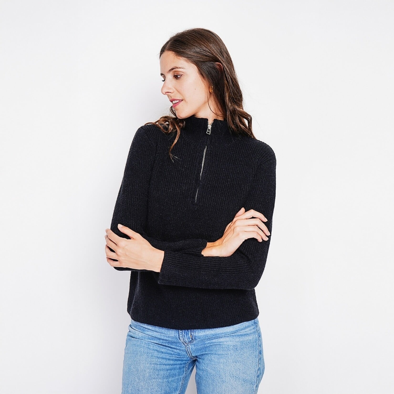 William de Faye William de Faye Half Zip Trui voor Dames - Ribgebreid - Hoge Kraag