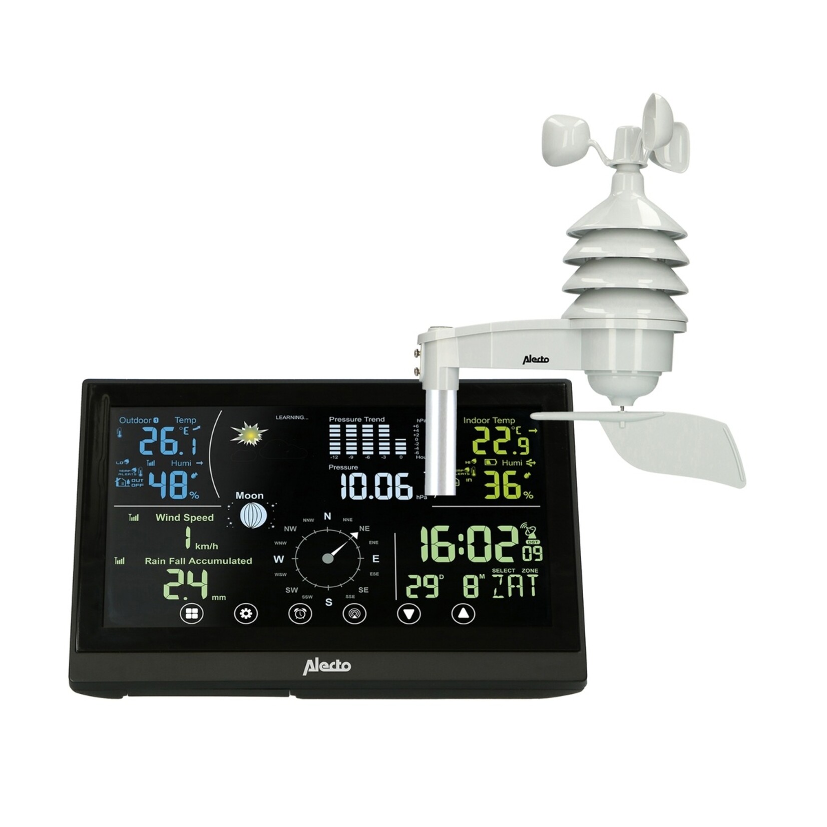 Alecto Alecto WS-3875 Weerstation met Draadloze Buitensensor en Verlicht Display