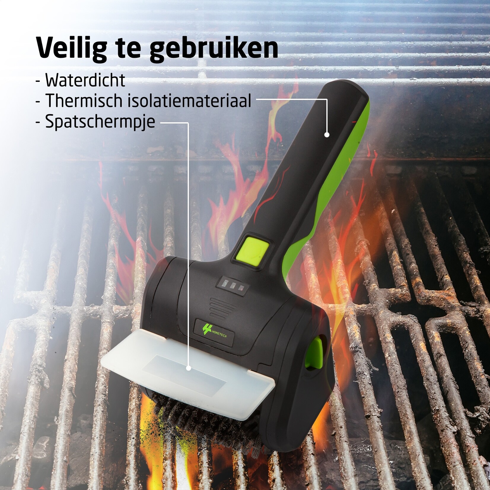 Hometech HomeTech Elektrische BBQ Borstel Staal - Draadloze Schoonmaakborstel voor Grill