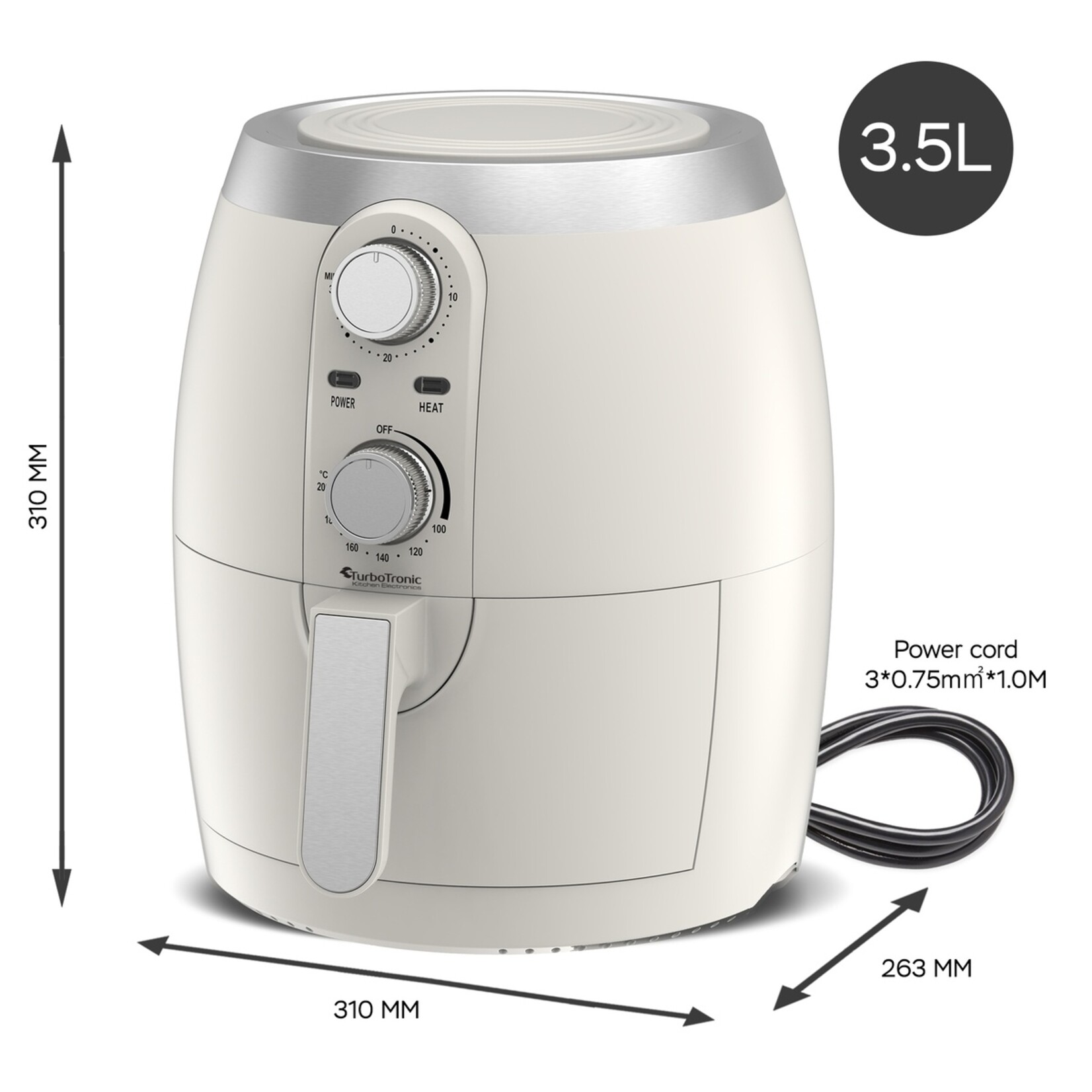 TurboTronic TurboTronic AF10M Airfryer - Heteluchtfriteuse met Draaiknop -  3,5 Liter