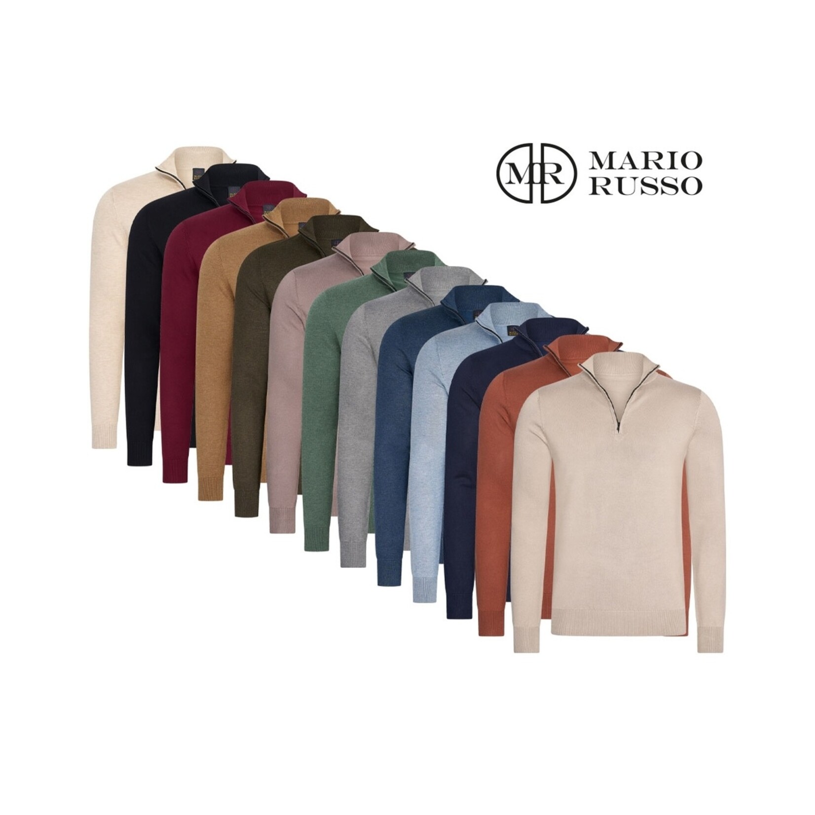 Mario Russo Mario Russo Half Zip Trui met Rits - Schipperstrui