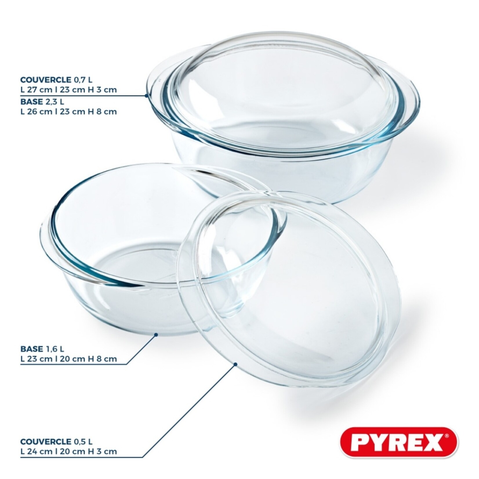 Pyrex Pyrex 4-in-1 Ronde Ovenschalen met Deksel van Glas