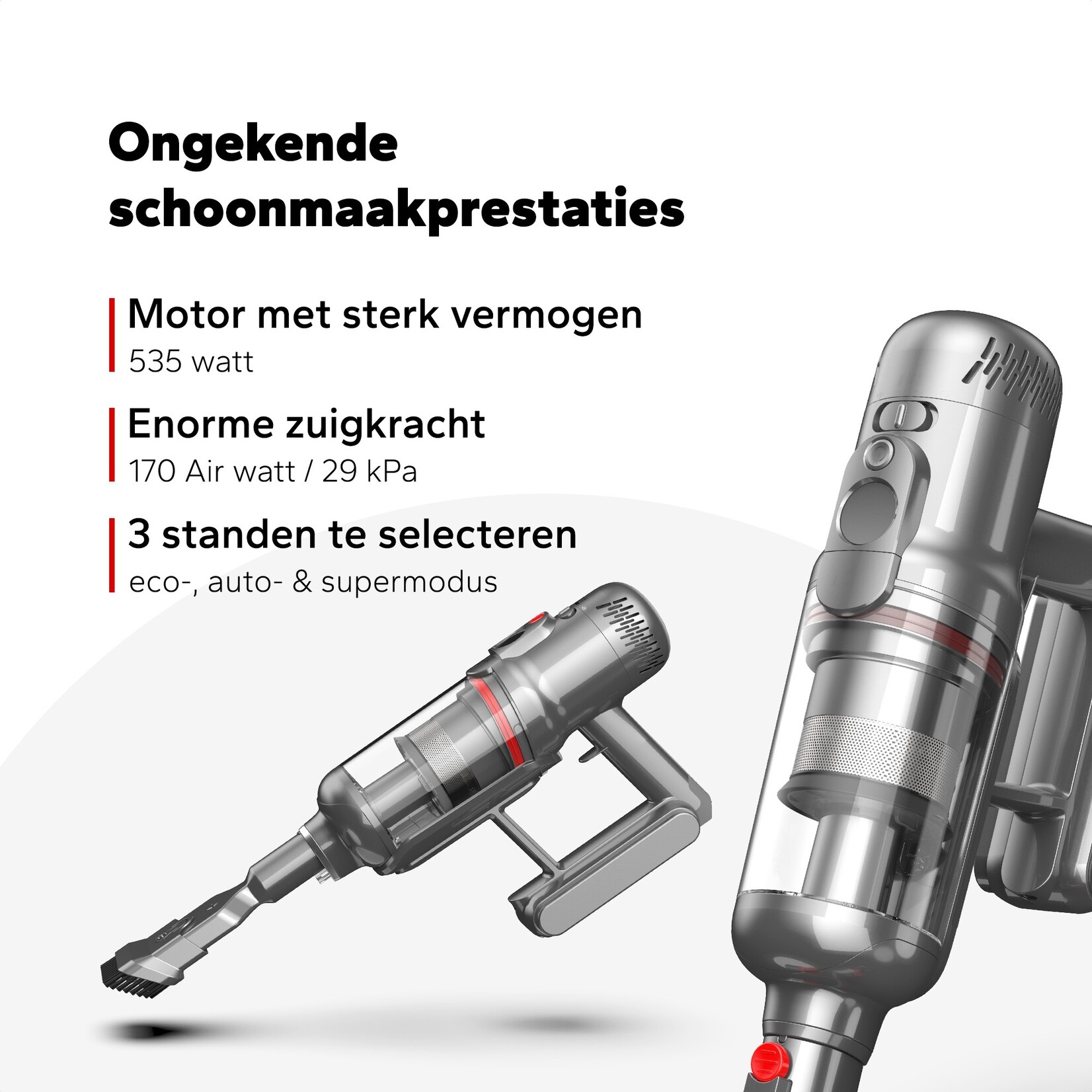 Puppyoo Puppyoo T12 Mate Steelstofzuiger met Dubbele Borstelkop