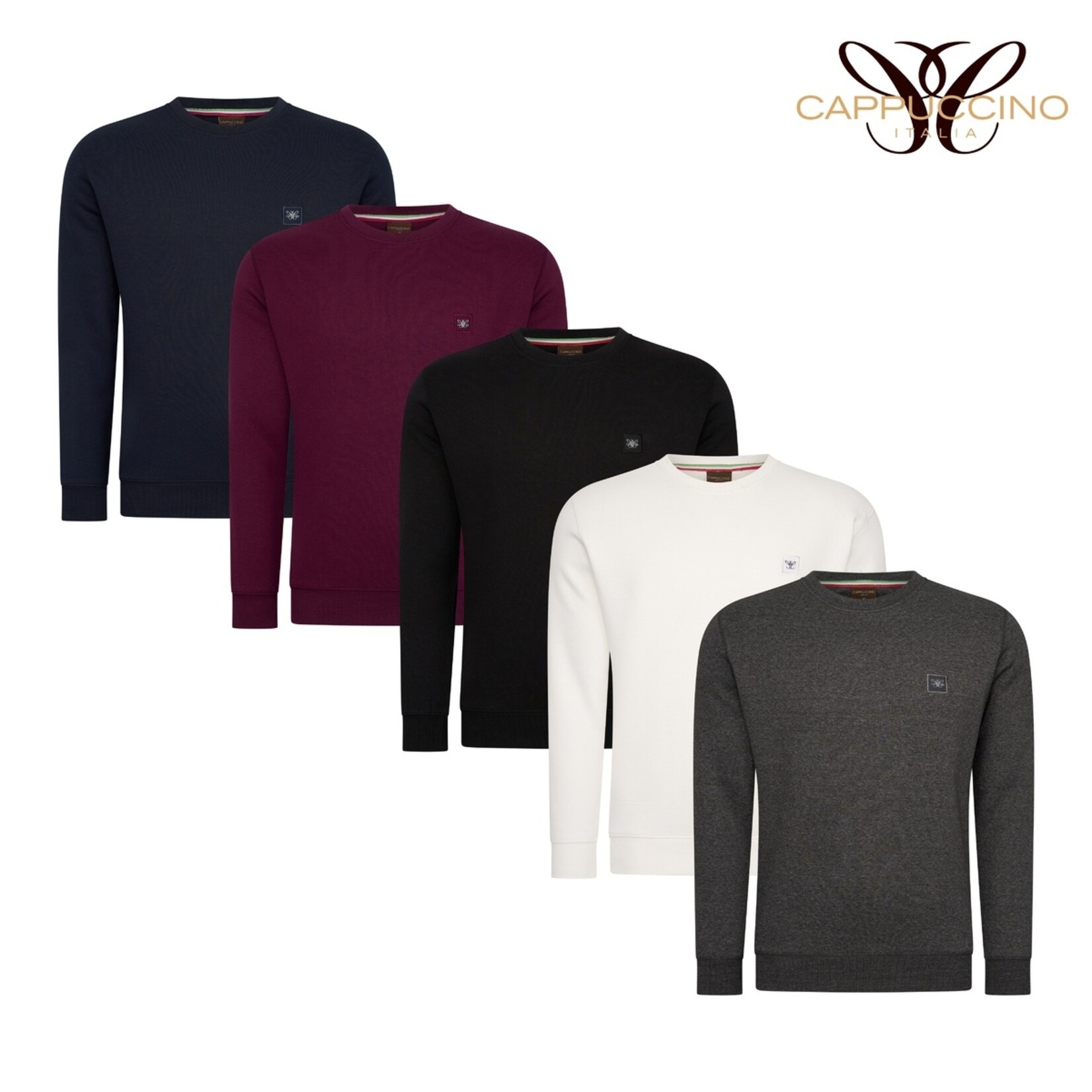 Cappuccino Cappuccino Prato Fleece Sweater met Ronde Hals - Burgundy / XXL