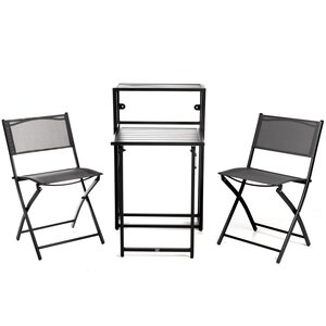 QLT No Less QLT 3-Delige Bistroset Opvouwbaar – Stalen Terras- en Balkonset 2 Personen