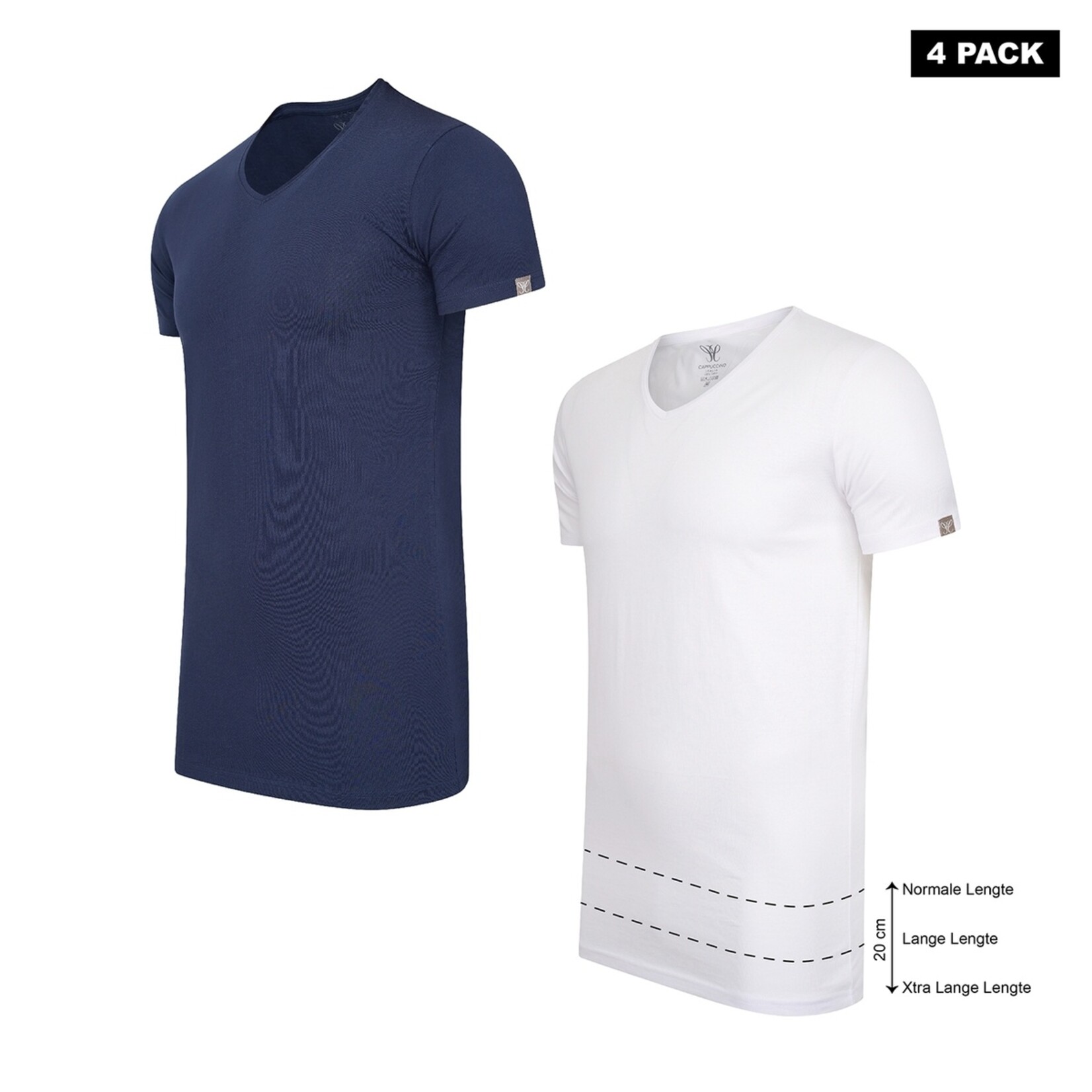 Donadoni Cappuccino Brescia Extra Lange Heren T-shirts met V-Hals