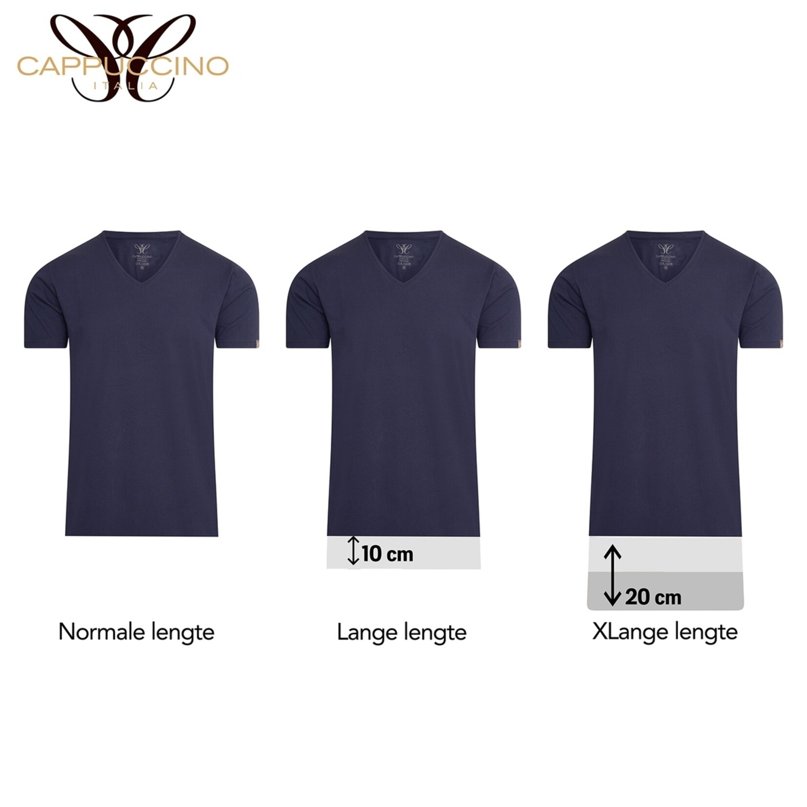 Donadoni Cappuccino Brescia Extra Lange Heren T-shirts met V-Hals