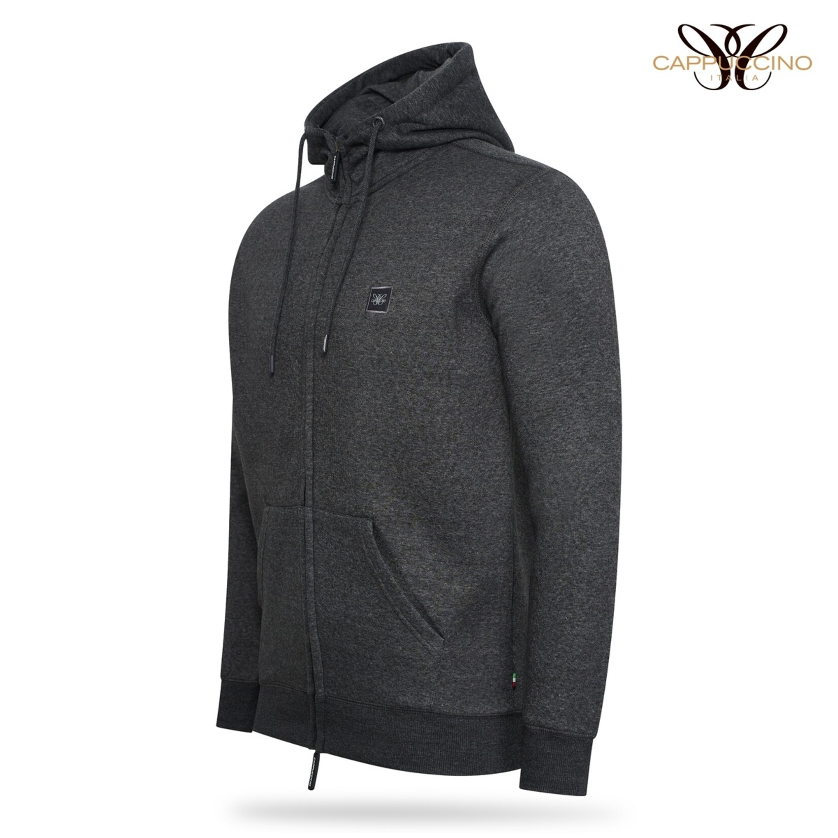 Cappuccino Pescara Fleece Hoody Vest met Capuchon en Lange Rits