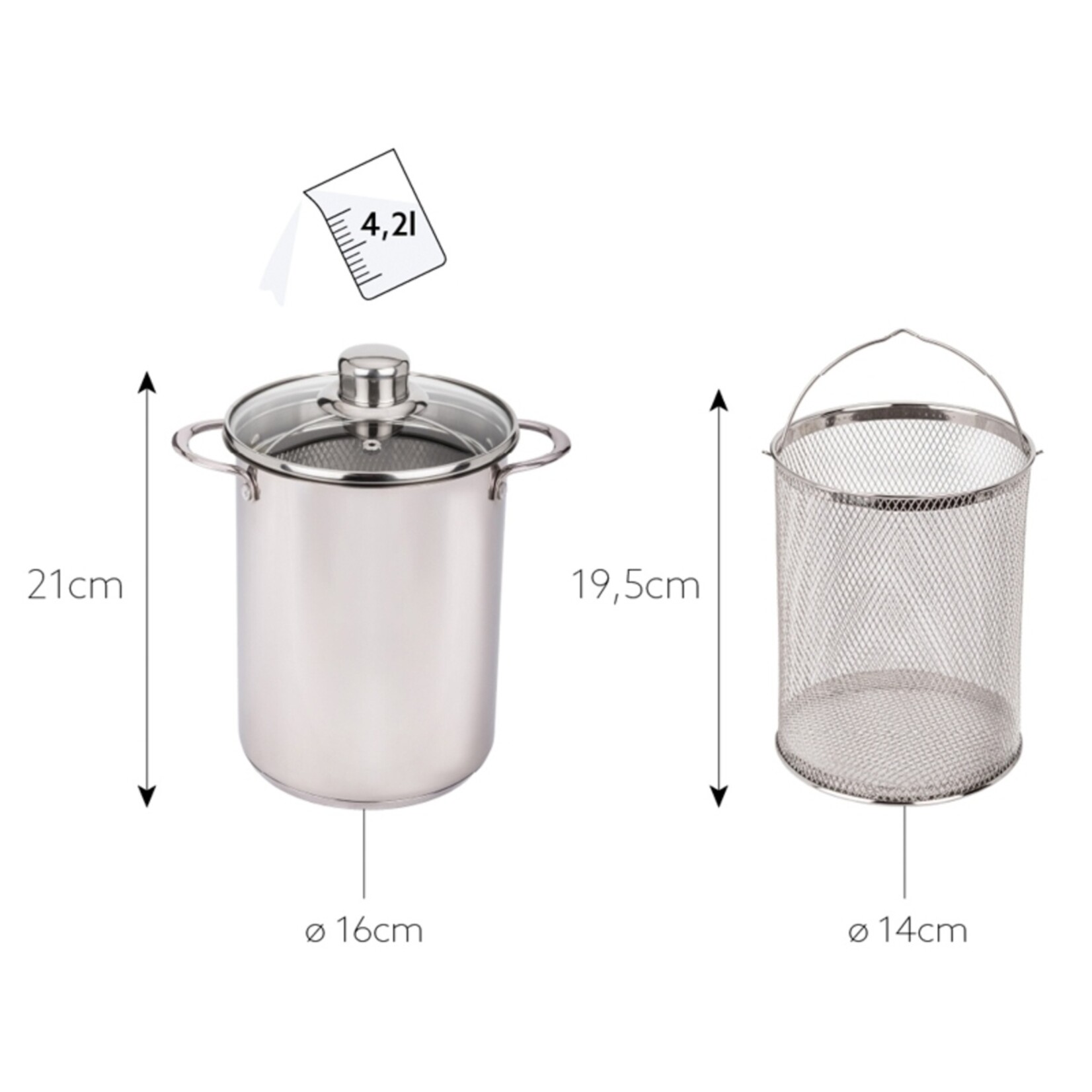 Smile MPM MGK‑09 Aspergepan 4,2L met RVS Inzet en Glasdeksel - Inductie