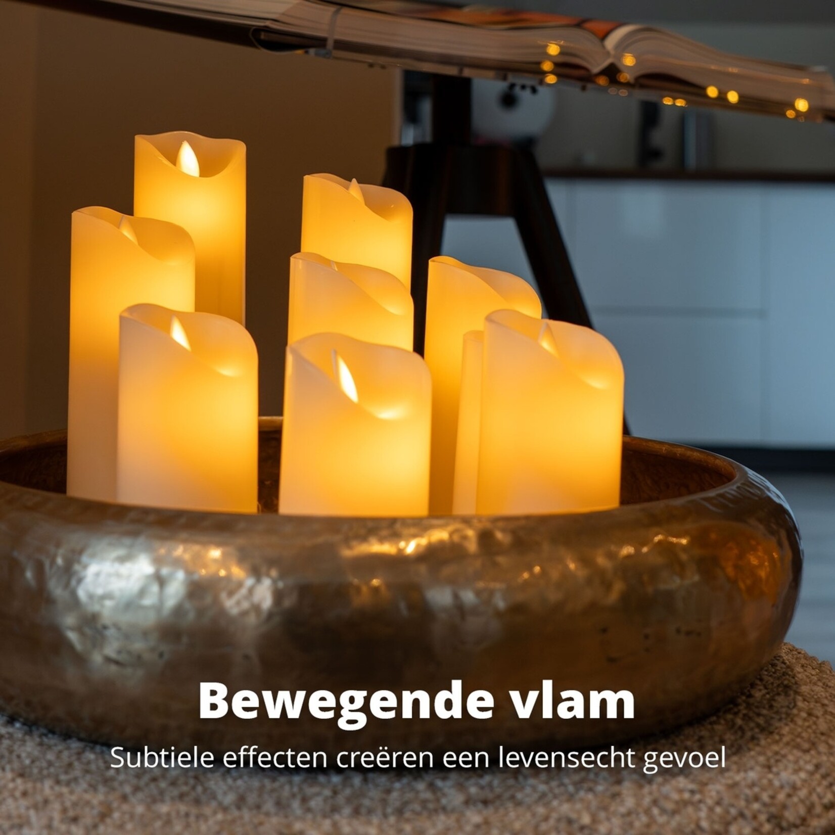 FlinQ FlinQ Harmony LED Kaarsen Set van 9 – Beweegbare Vlam en Timer – Paraffine