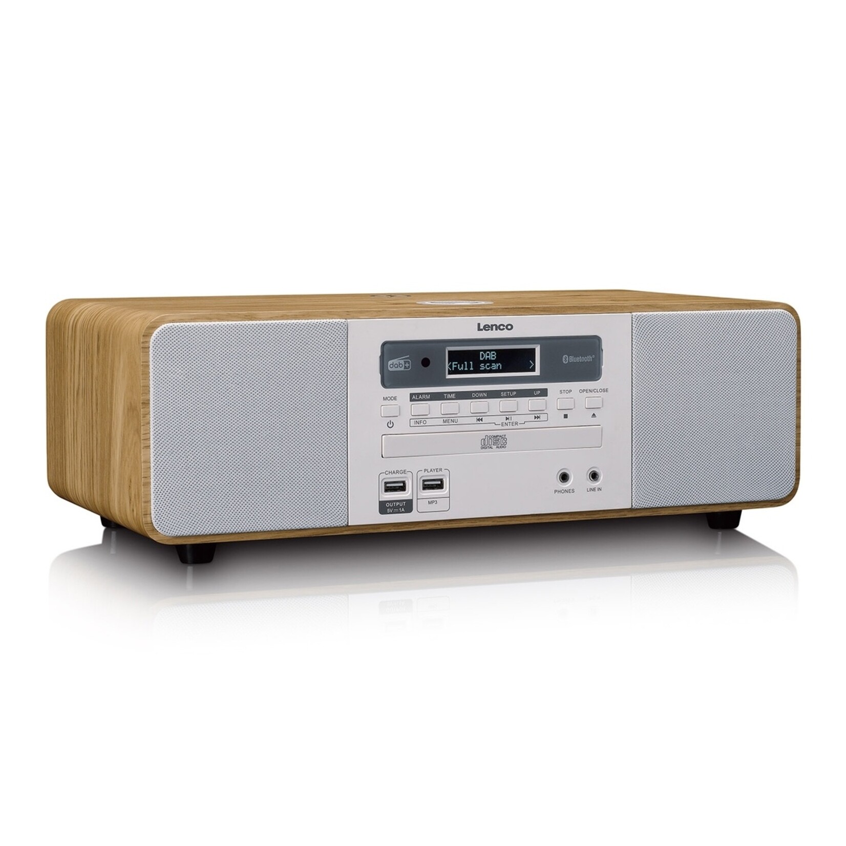 Lenco Lenco DAR-251WDWH Alles-in-één Muzieksysteem met DAB+, FM, CD, Bluetooth en USB