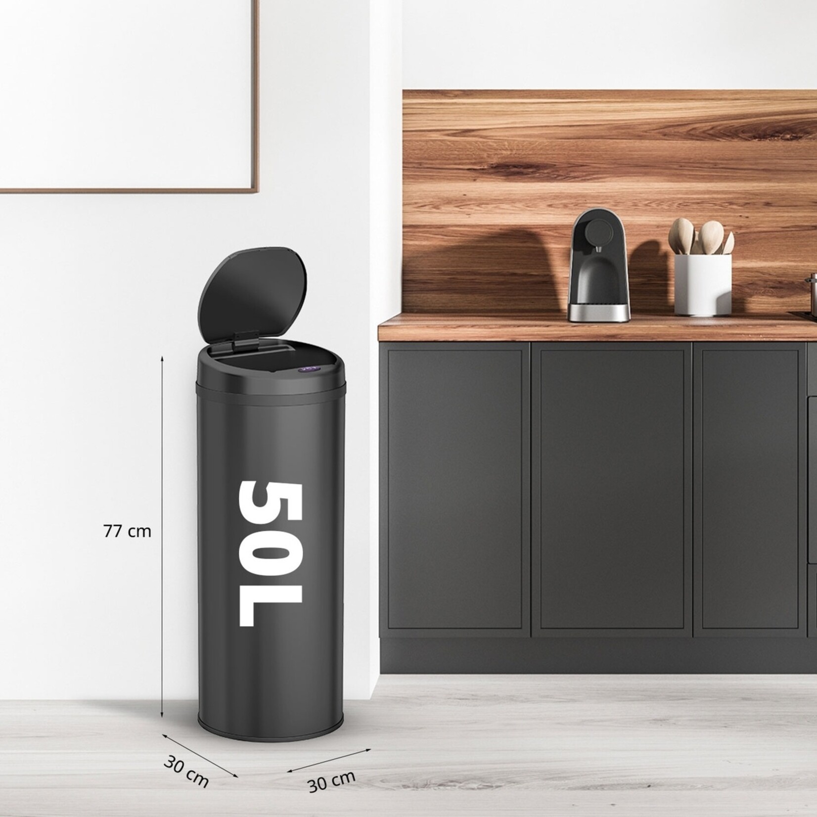 FlinQ FlinQ Peak Prullenbak met Bewegingssensor en Antislip - 50 Liter