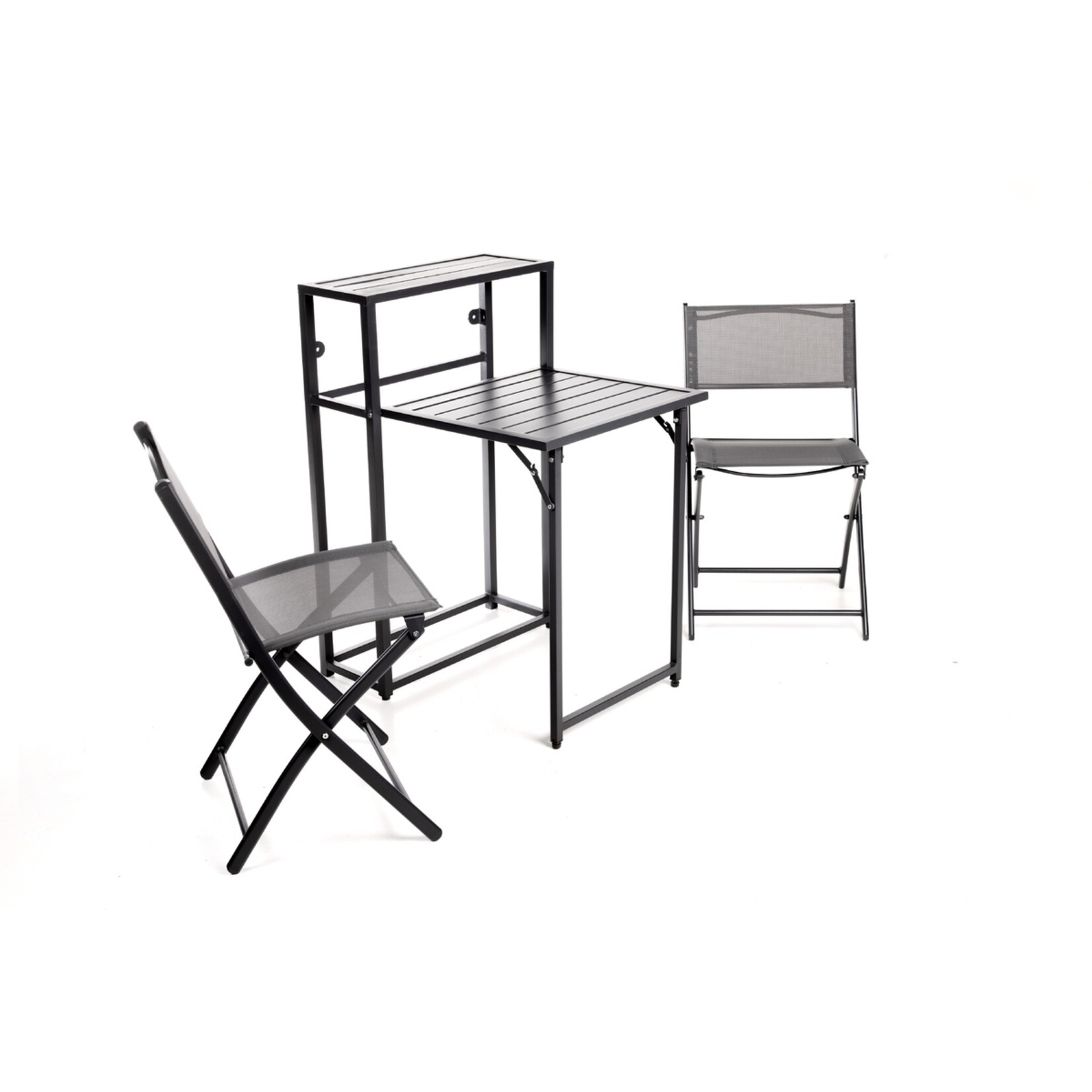 QLT No Less QLT 3-Delige Bistroset Opvouwbaar – Stalen Terras- en Balkonset 2 Personen