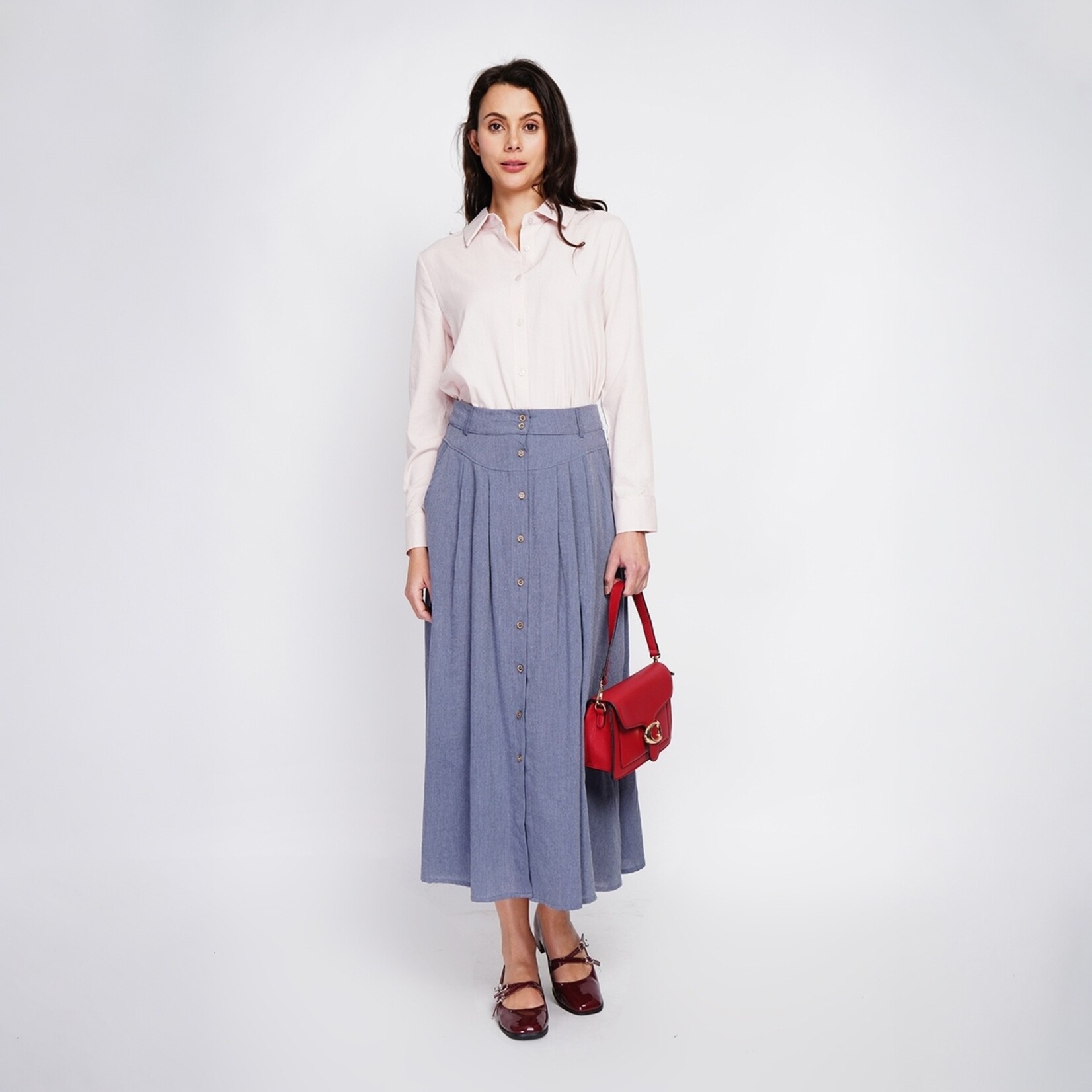 Le Jardin du Lin Le Jardin du Lin Linnen Katoenen Dames Blouse met Klassieke Kraag