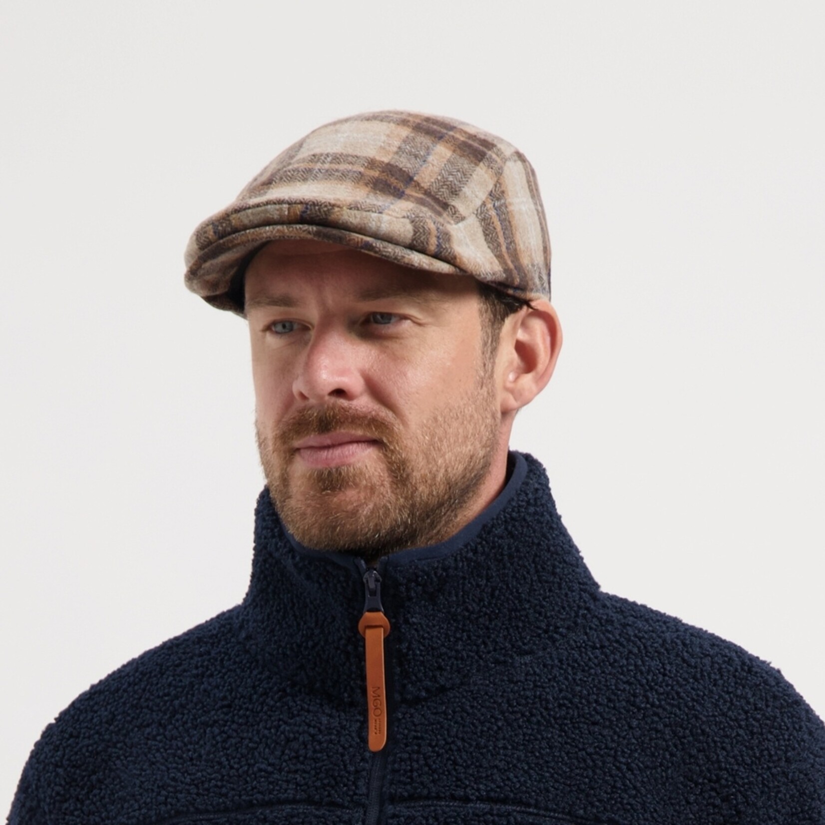 MGO Leisure Wear MGO Bodmin Herenpet met Ruitpatroon - Wolmix Flatcap
