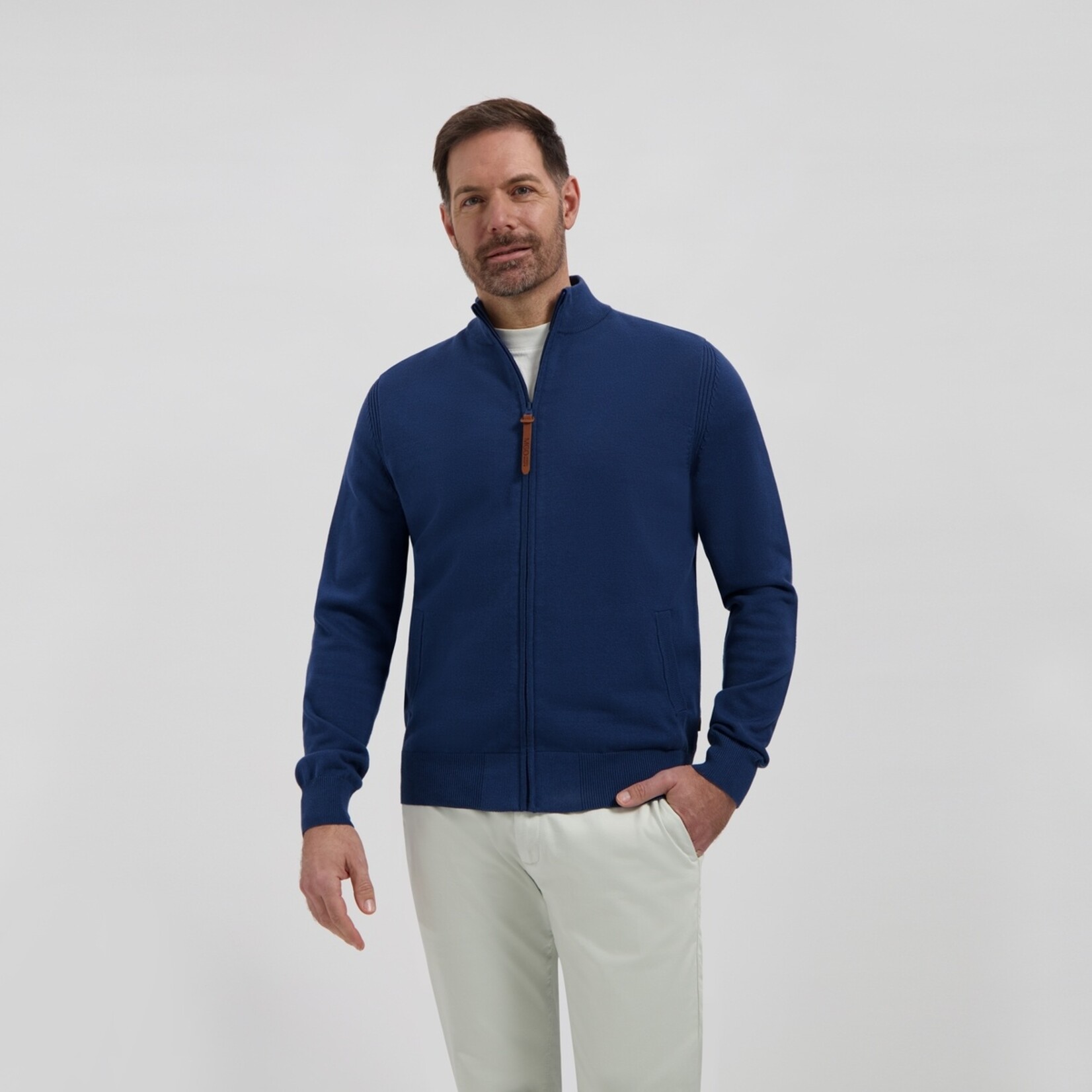 MGO Leisure Wear MGO Ethan Cardigan Vest voor Heren met Elleboogpatches