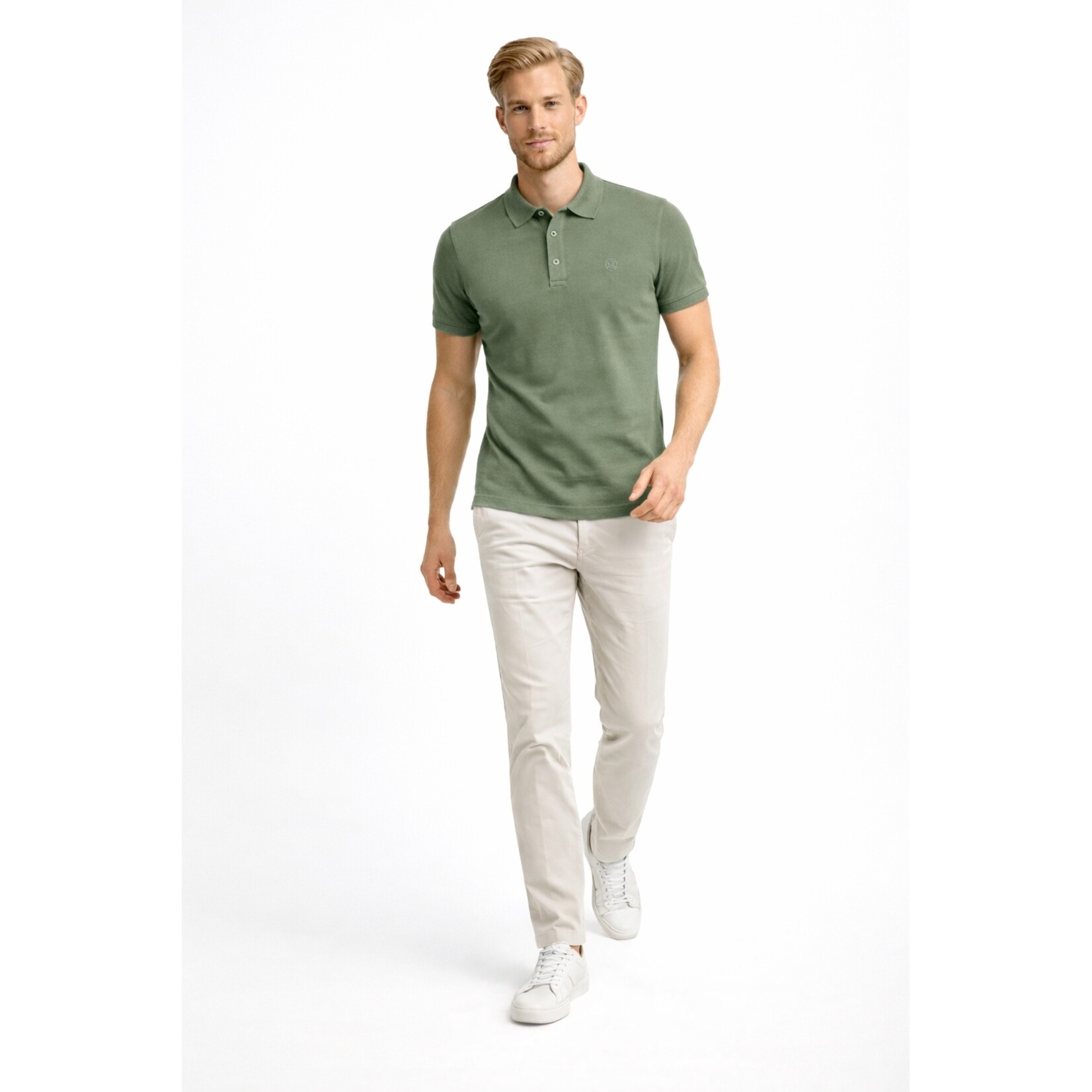 Mario Russo Mario Russo Vittorio Button-Up Polo Shirt - Waffle Patroon