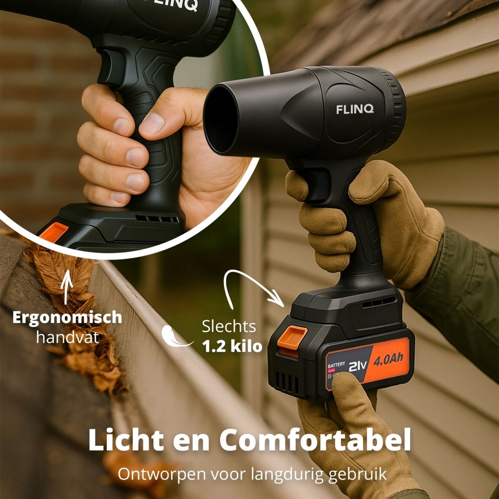 FlinQ FlinQ Multifunctionele Bladblazer met 2 Accu’s - Opbergkoffer en Gehoorbescherming