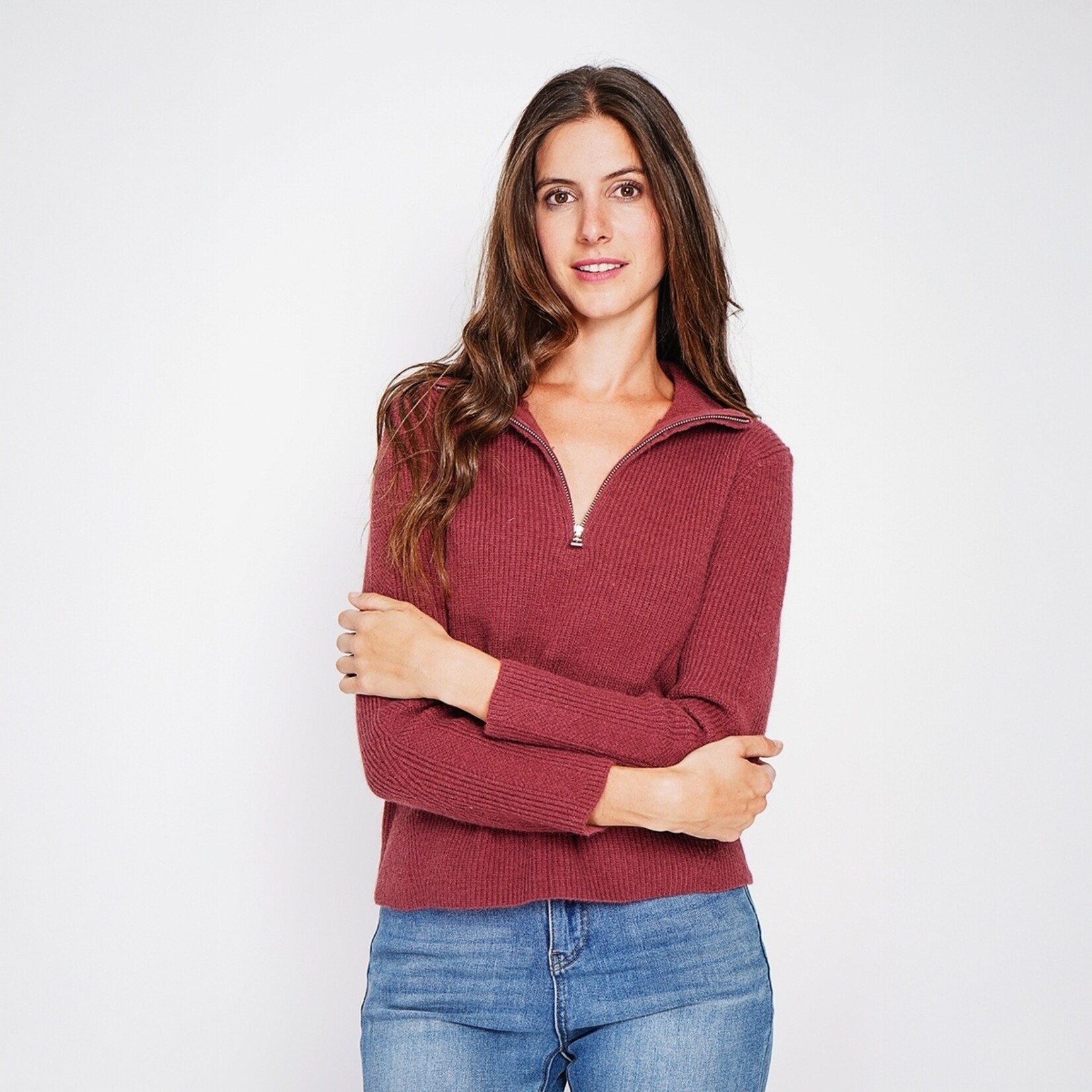 William de Faye William de Faye Half Zip Trui voor Dames - Ribgebreid - Hoge Kraag