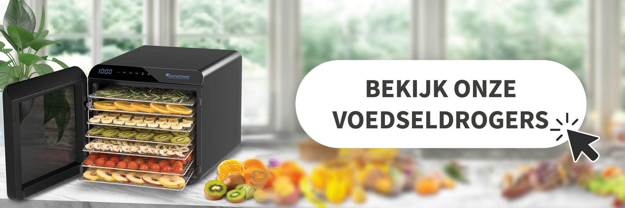 Zwarte voedseldroger met gedroogd fruit