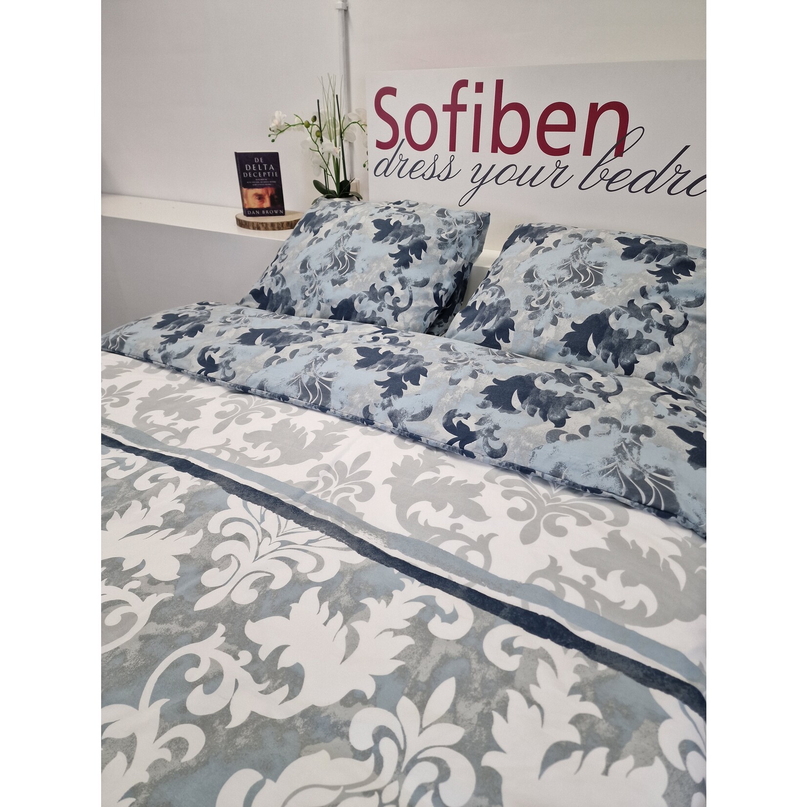 Housse de couette Sofiben avec fermeture éclair continue sur 3 côtés, design Kyara, taille. 140 x 220 cm, percale de coton avec 1 taie d'oreiller