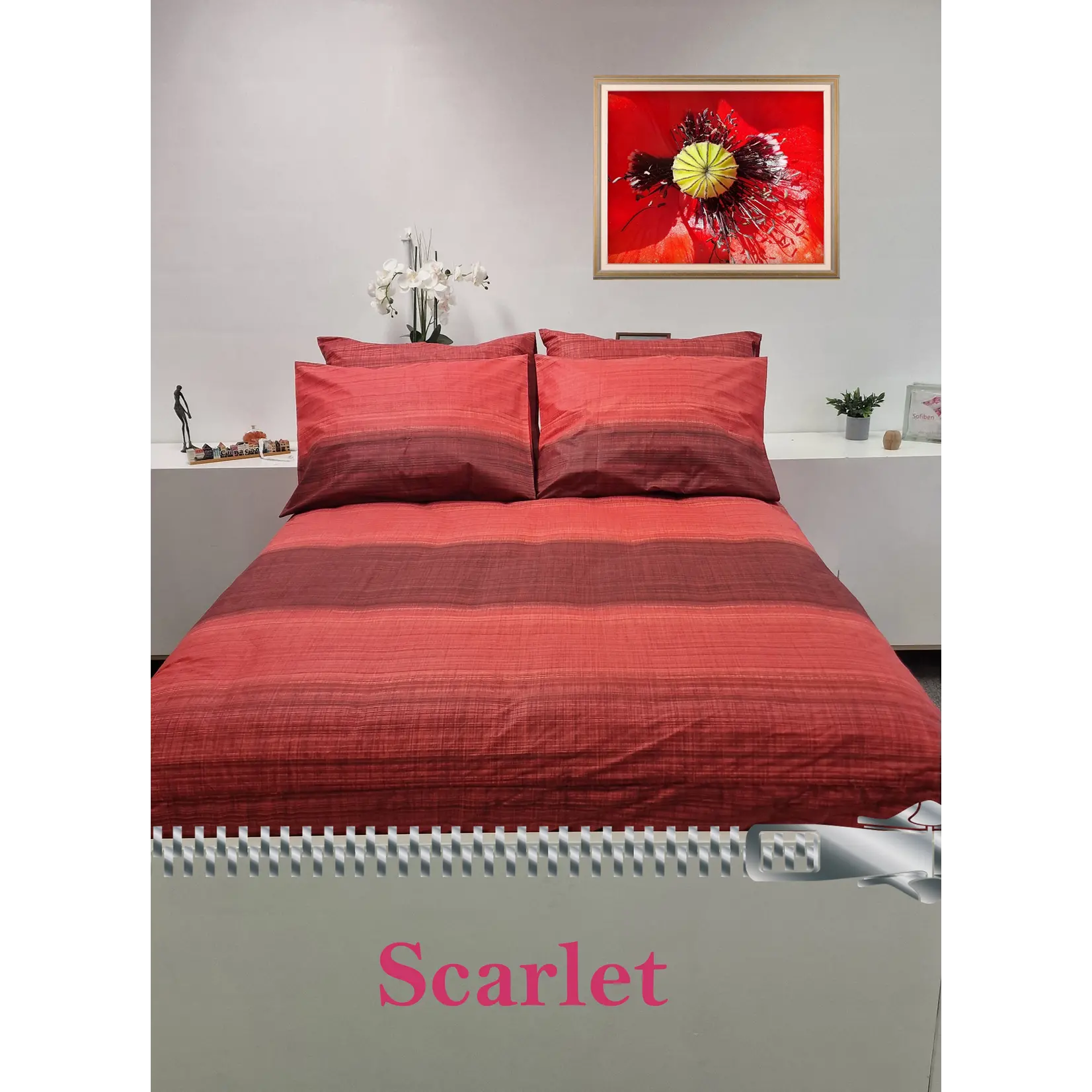 Sofiben Sofiben dekbedovertrek met doorlopende rits Scarlet. afm.  140x200 cm met1 kussensloop