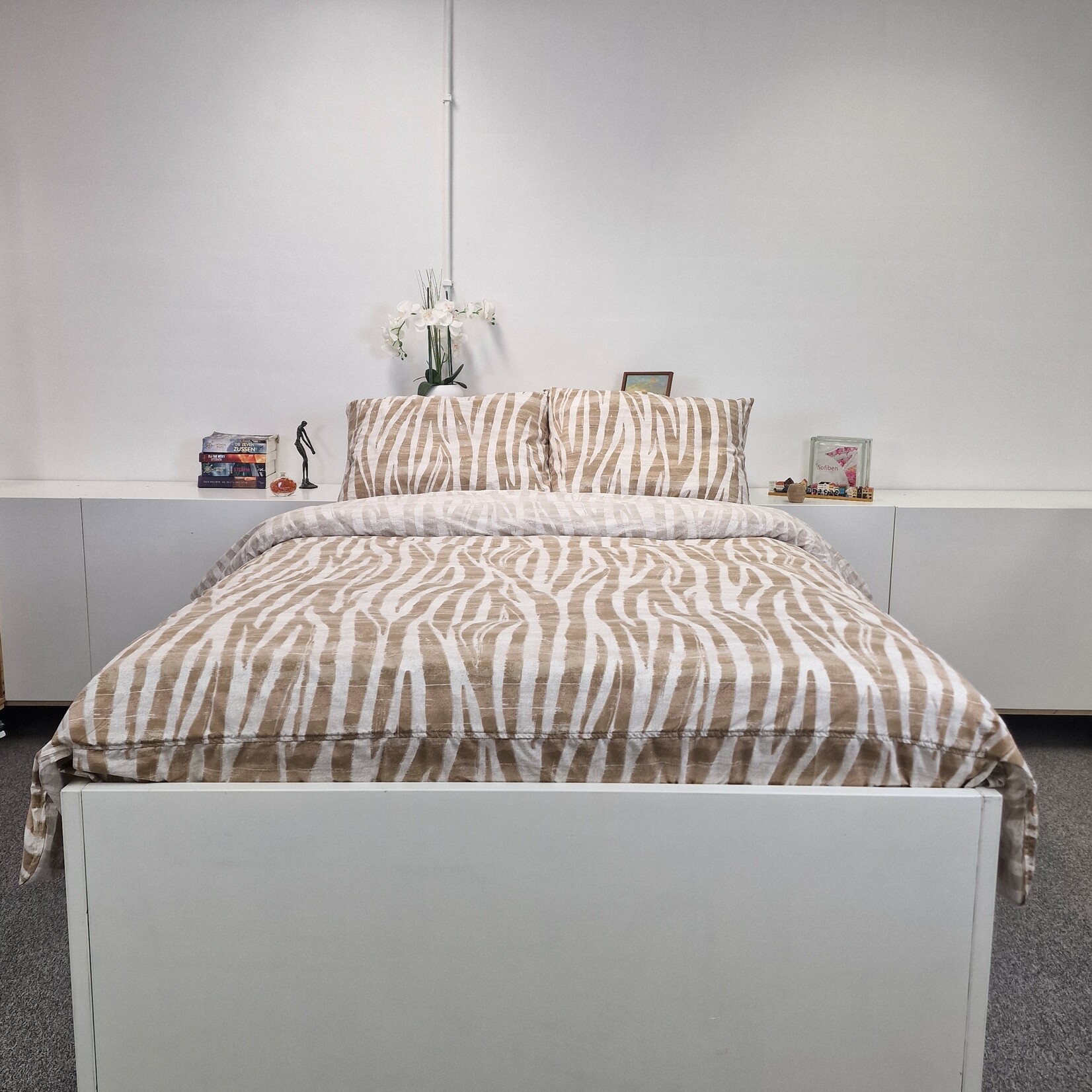 Sofiben dekbedovertrek met een doorlopende rits Safari bruin (1 kleur), katoenmenging, 260 x 220 cm met 2 kussensopen