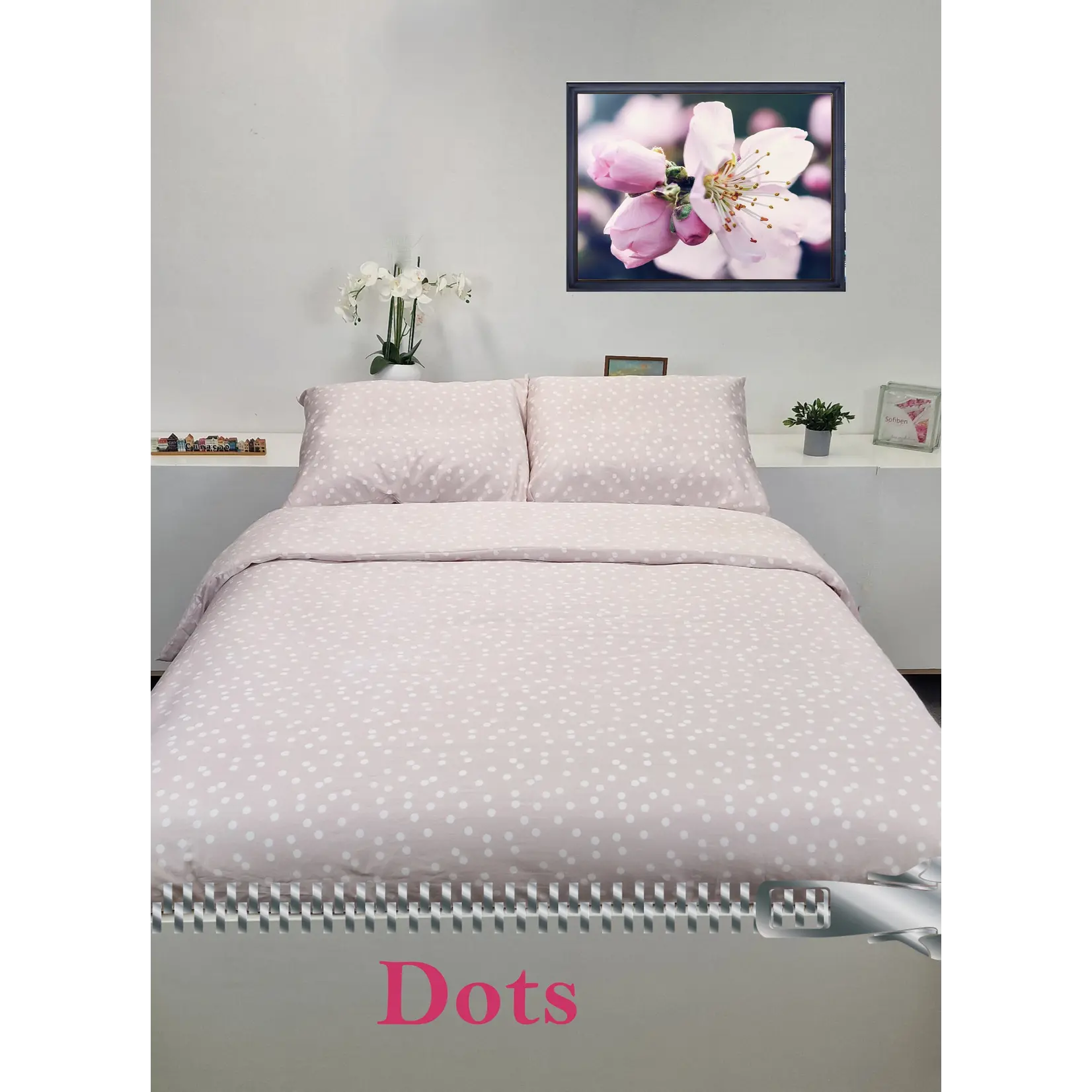 Sofiben dekbedovertrek Polka Dots Pink (1 kleur) 220TC katoensatijn