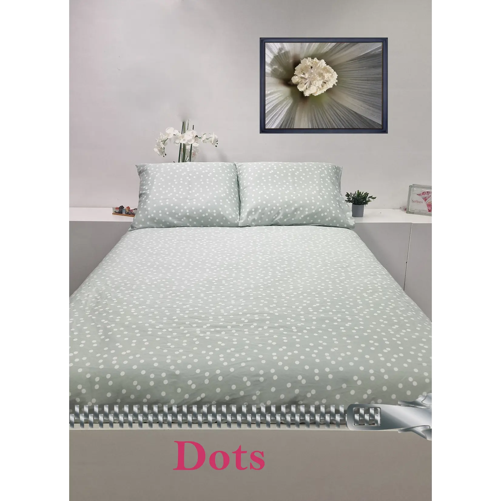 Sofiben dekbedovertrek Polka Dots Groen (1 kleur) 220TC katoensatijn