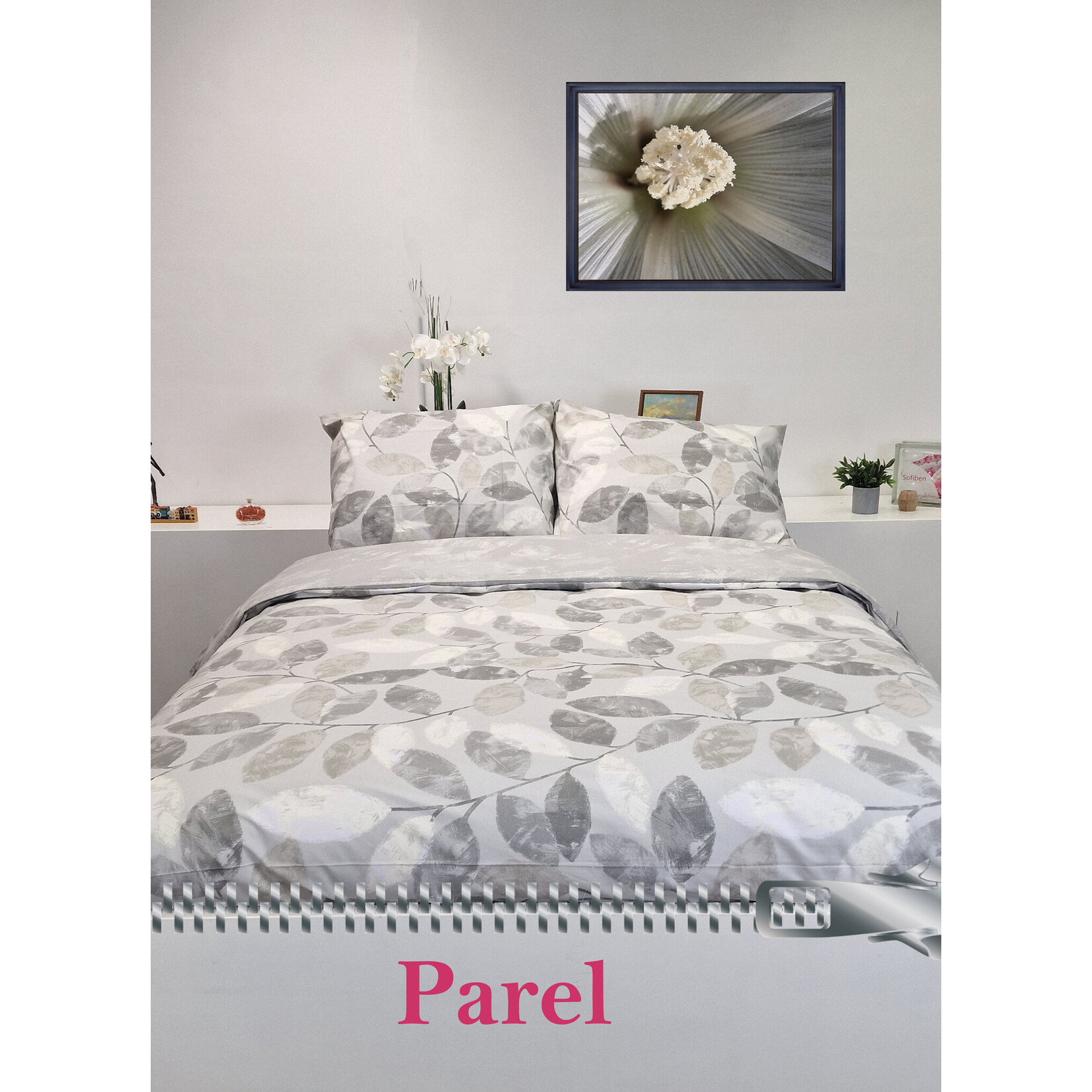 Sofiben dekbedovertrek met rits, dessin Parel, 200 x 200 katoenmenging, 2 kussenslopen - Copy